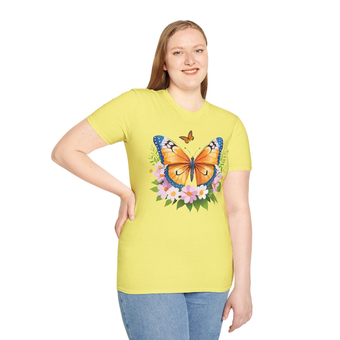 Butterfly Shirt Unisex Cotton Tee Monarch Butterfly Design Gildan Softstyle 64000 Short Sleeve