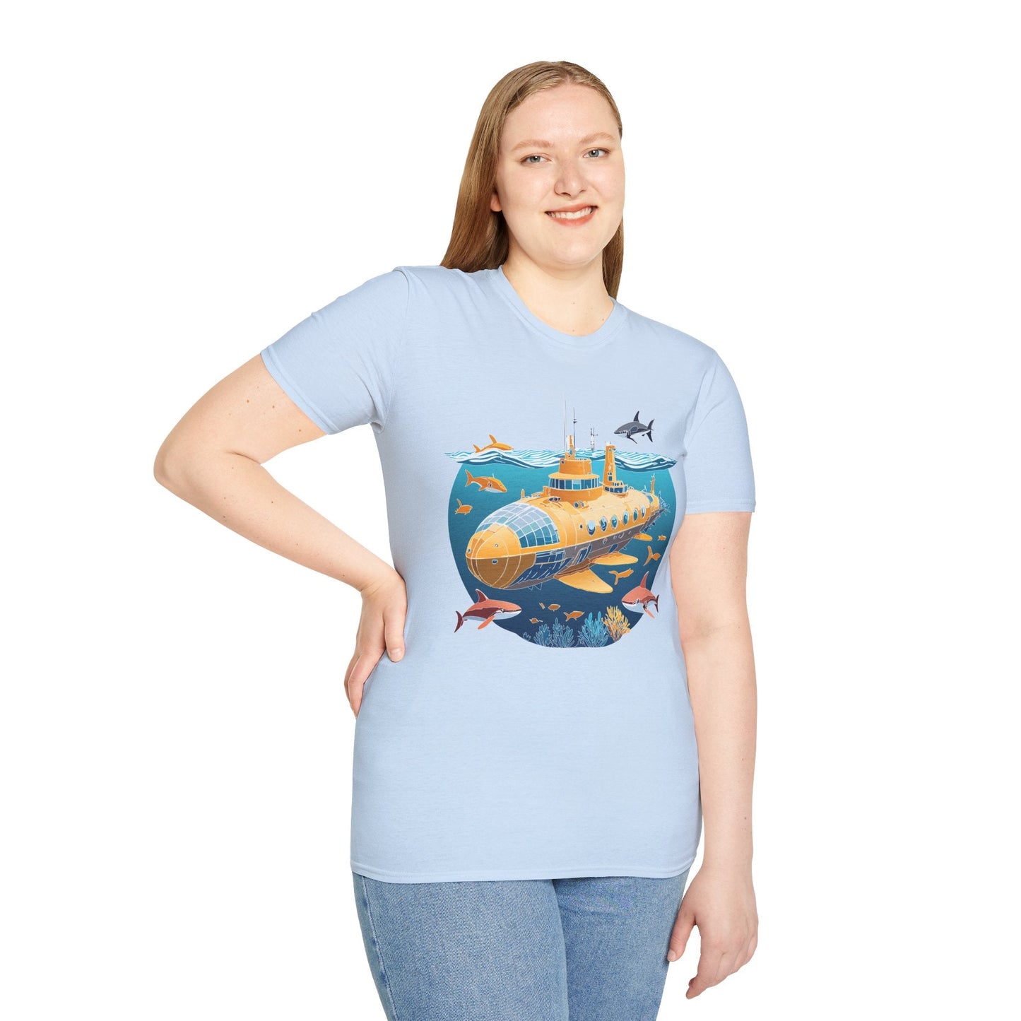 Ocean Themed Unisex Softstyle T Shirt 100 Percent Ring Spun Cotton U Boat Design Tee Everyday