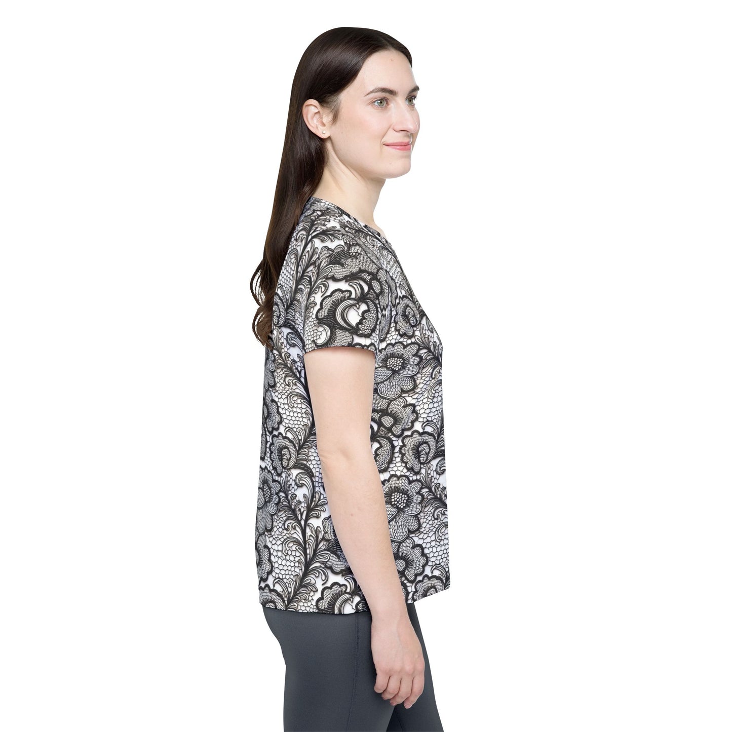 Lace Print Poly Shirt, Poly Shirt with Lace Print, Lace Shirt 3