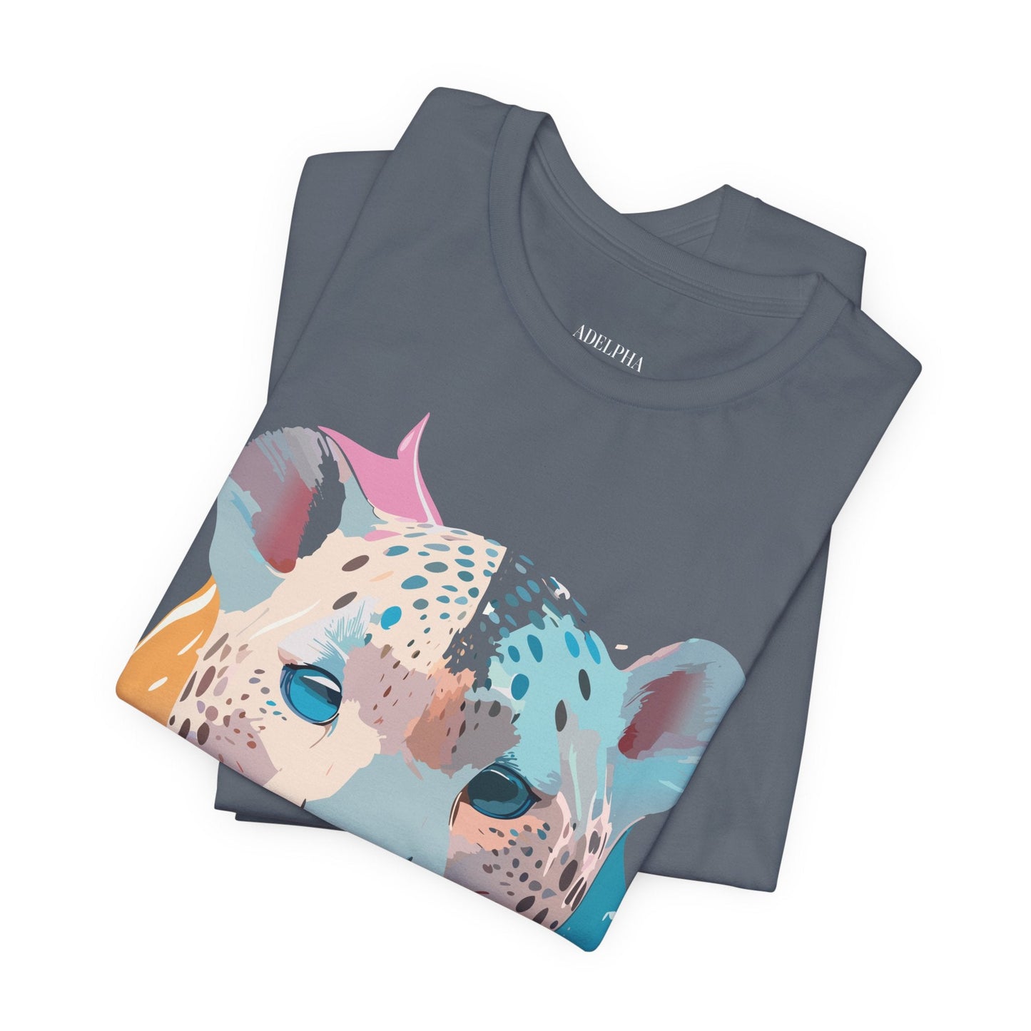 Adelpha Cheetah Graphic Tee Unisex Short Sleeve Art Design Shirt