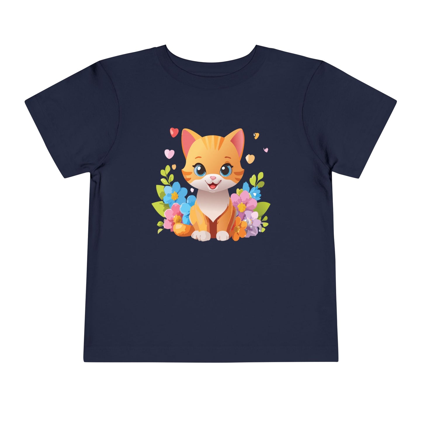 Bonita camiseta de manga corta para niños pequeños con gato: adorable camiseta con gráfico de gatito para niños (2 a 5 años)