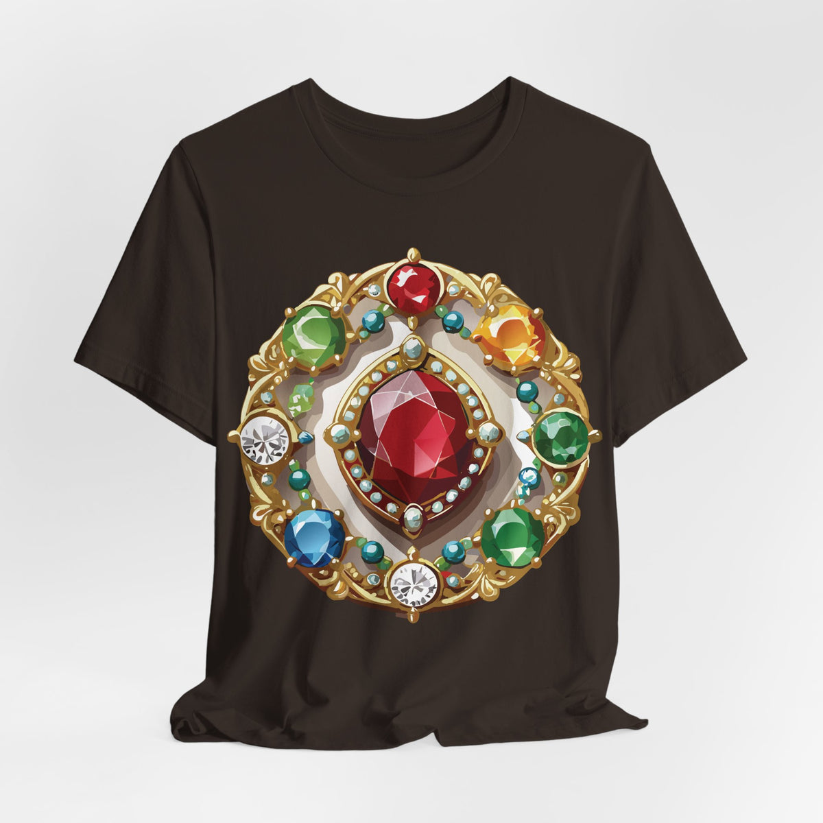 Jewelry Graphic Unisex Cotton Bella+Canvas Tee with Gemstones Art Design m47