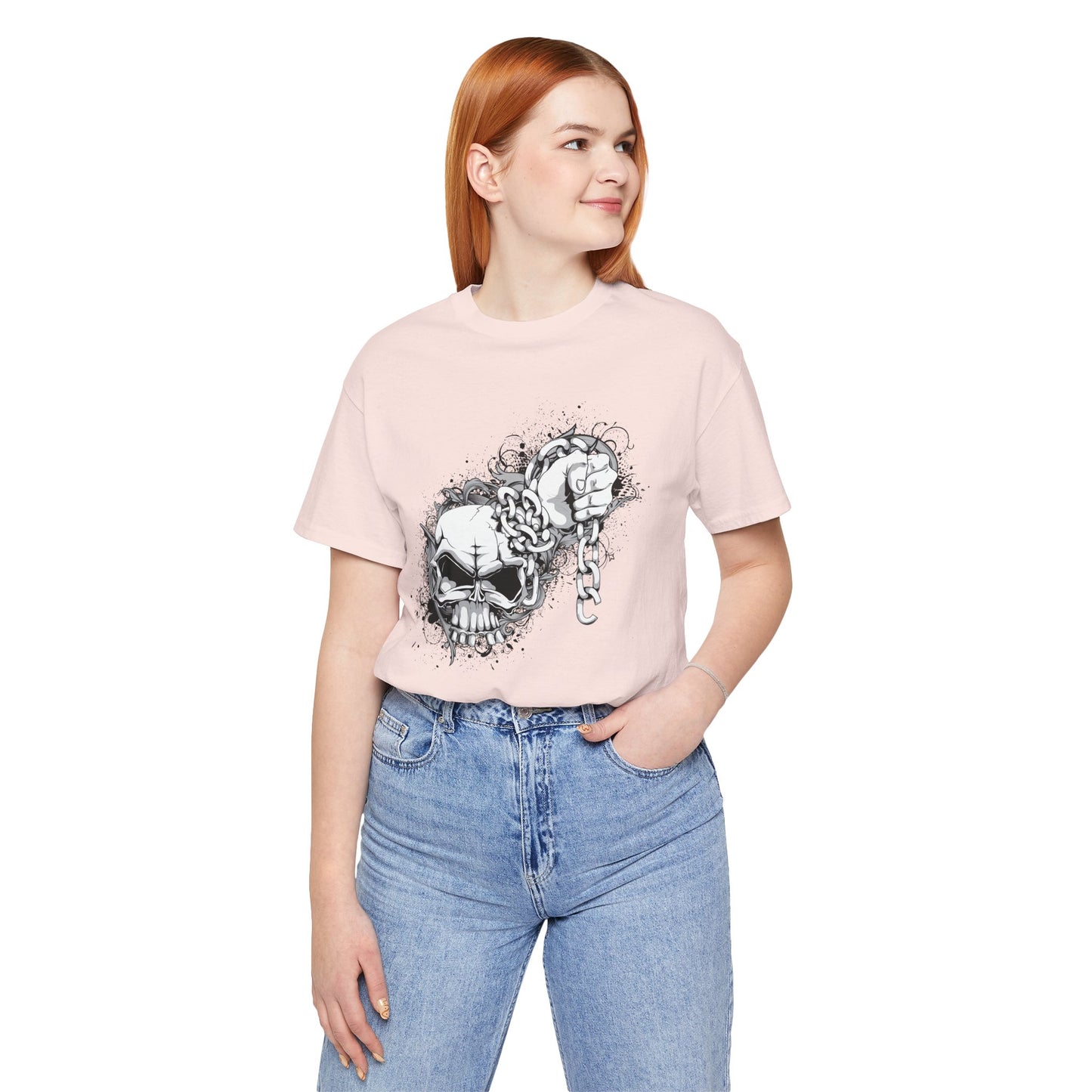 Chain Skull Graphic Design Tee, Skull Shirt, Vintage Tees, Art Design T-Shirt, Vintage Graphic Tee, Art Shirts with Skulls