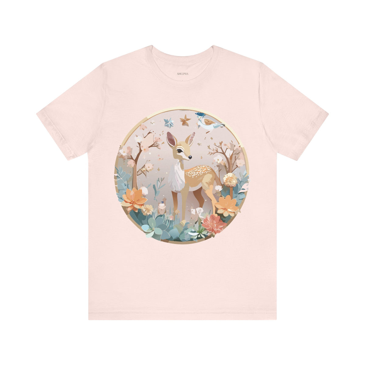 Medallion Graphic Unisex Cotton Bella+Canvas Tee with Floral Art Design m57