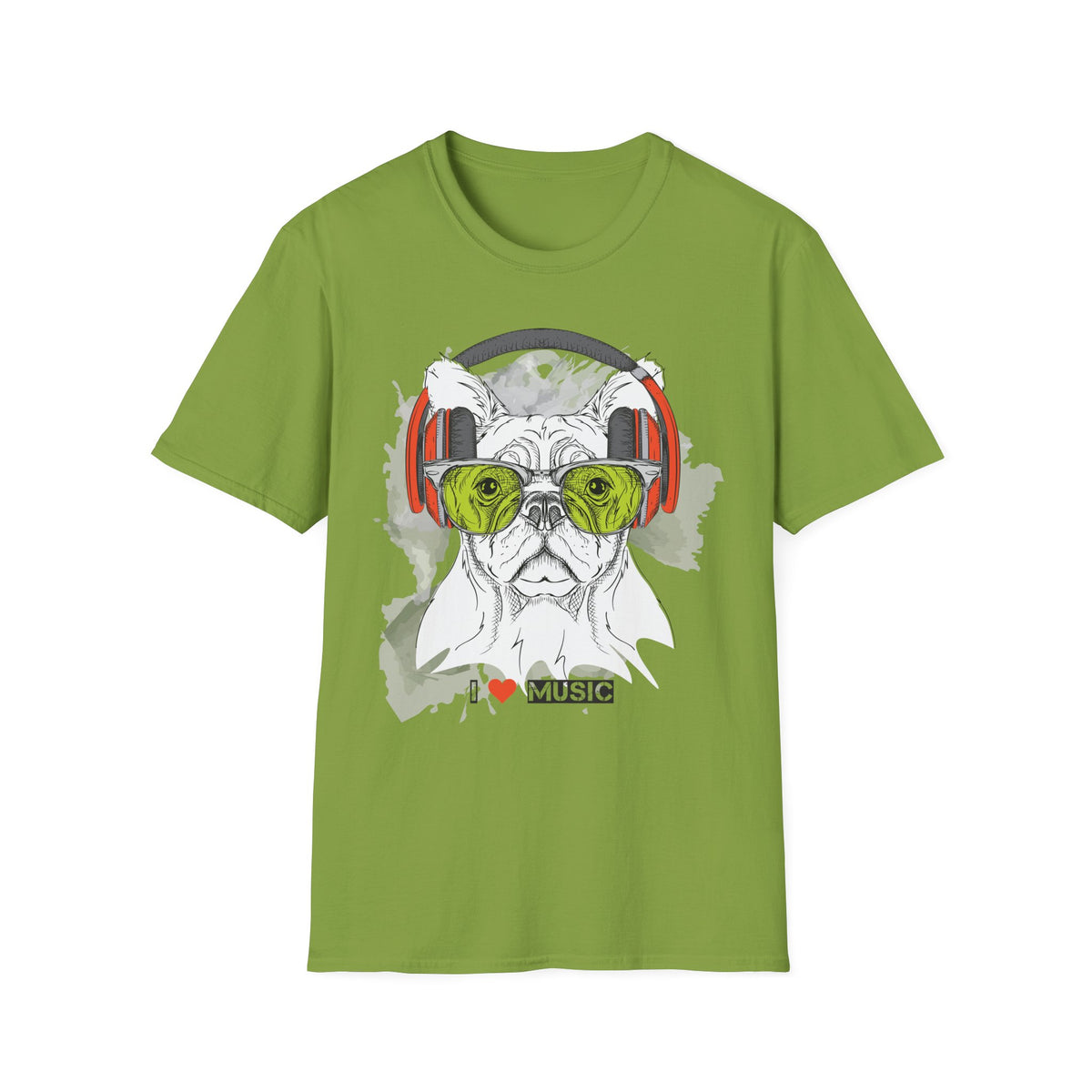 Music Lover French Bulldog T-Shirt Unisex Cotton Short Sleeves I Music Graphic Tee