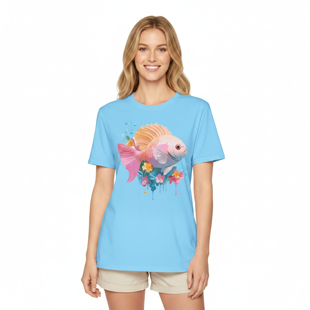 Fish Art Design Graphic Tee Shirt Unisex Softstyle Cotton Short Sleeve Comfort Fit Everyday Wear