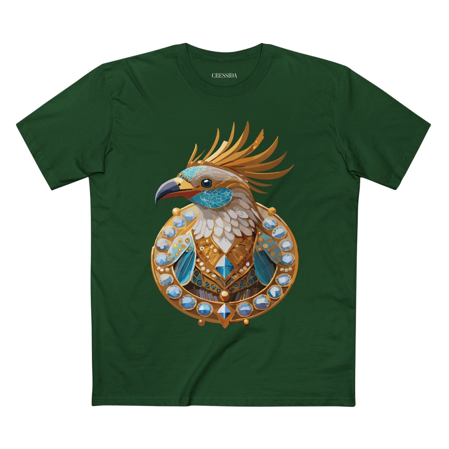 Bird Graphic Unisex 100 Cotton Tee With Unique Animal Golden Medallion Art Design 23