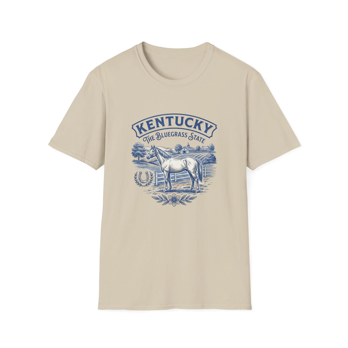 Kentucky Horse & Bluegrass State Travel Tourist Graphic Design Unisex 100 Cotton Gildan T-Shirt