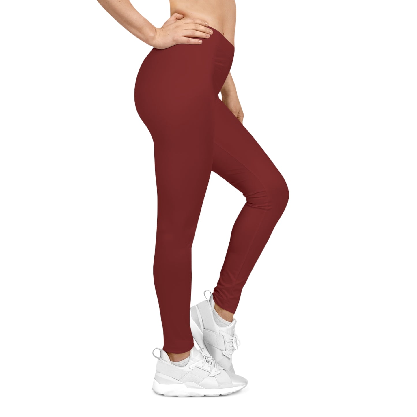 Maroon Red Color Women's Poly-Span Casual Leggings XS-2XL