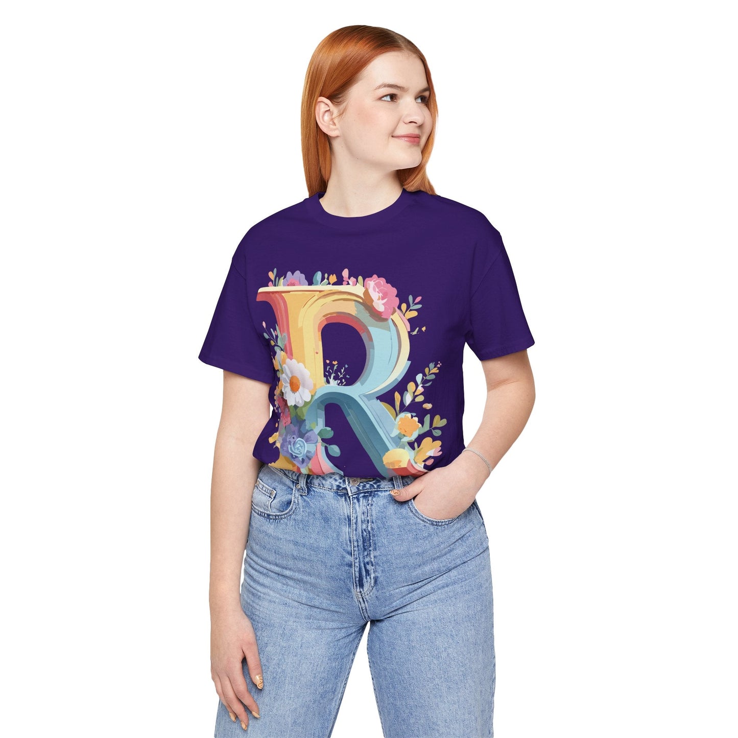 Letter R Shirt Unisex Jersey Short Sleeve Graphic Tee Vintage Inspired Art Design Adelpha