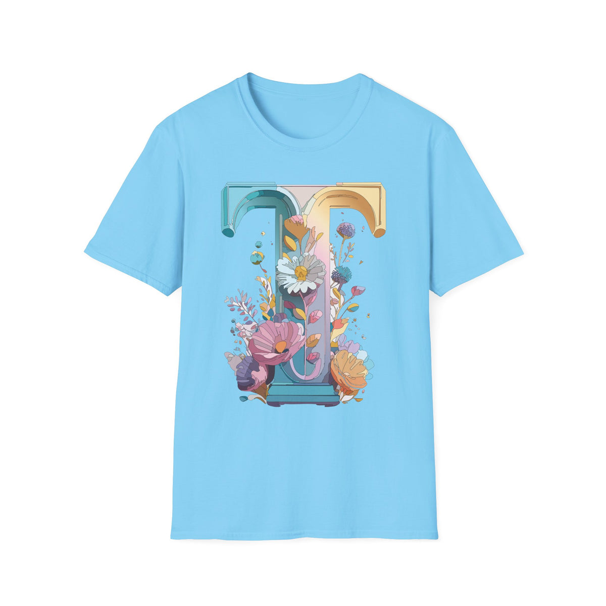 Floral Letter T Monogram T-Shirt | Botanical Initial Tee