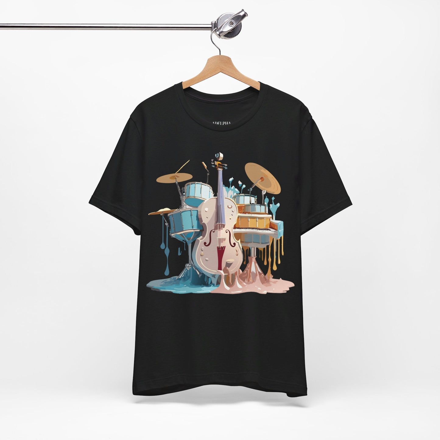 Music Graphic Unisex 100 Cotton Vintage Art with Musical Elements Tee 84