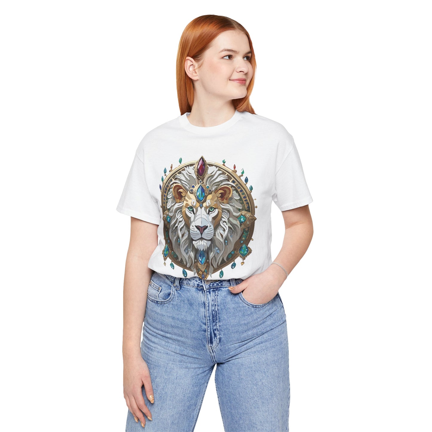 Unisex Lion Graphic Tee, Animal Shirt, Tee Shirt with Lion, Medallion T-Shirt, Animal Medallion Tees