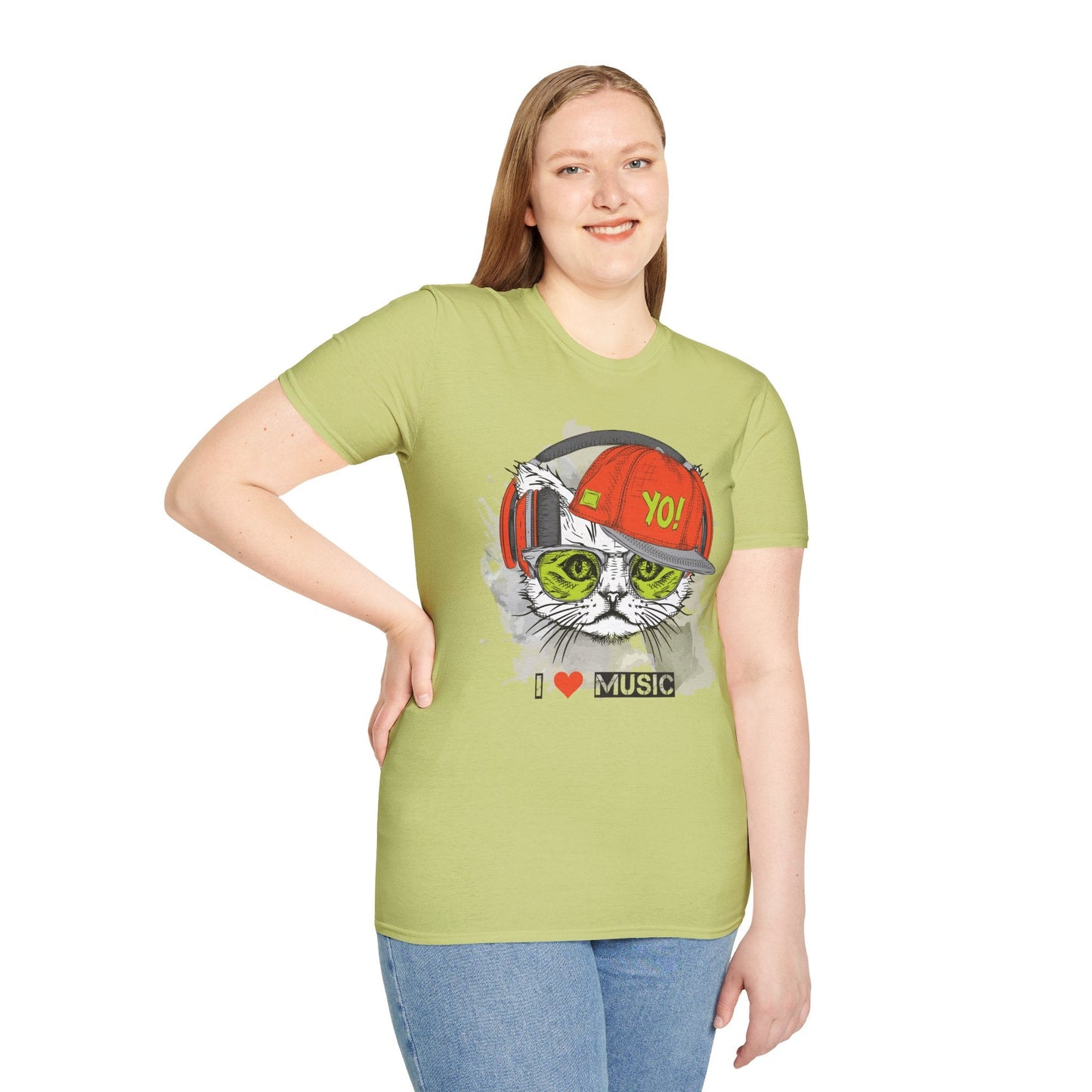 I Love Music Animals Shirt With Headphones Unisex Softstyle Tee Gildan 64000 Cotton Comfort