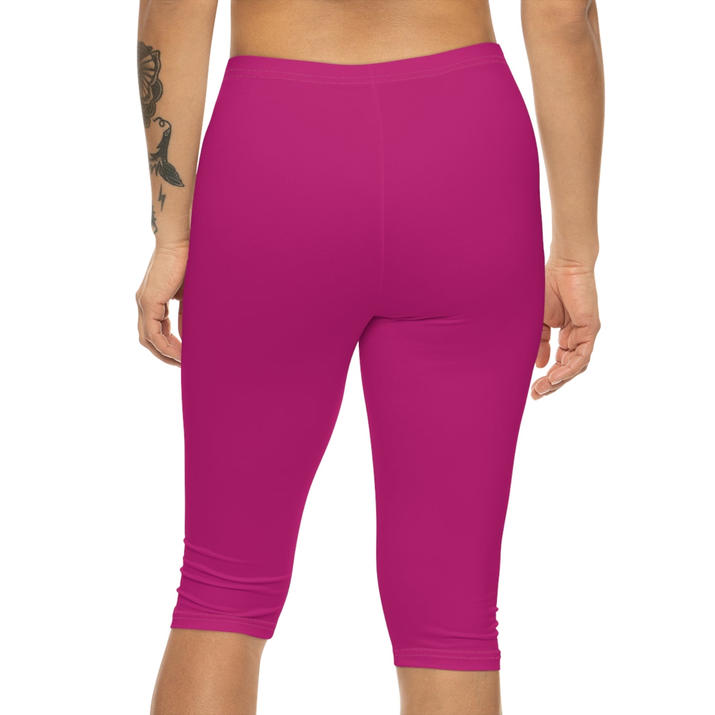 Hot Rose Color Women's Brushed Suede Poly Span Casual Capri Leggings XS-2XL