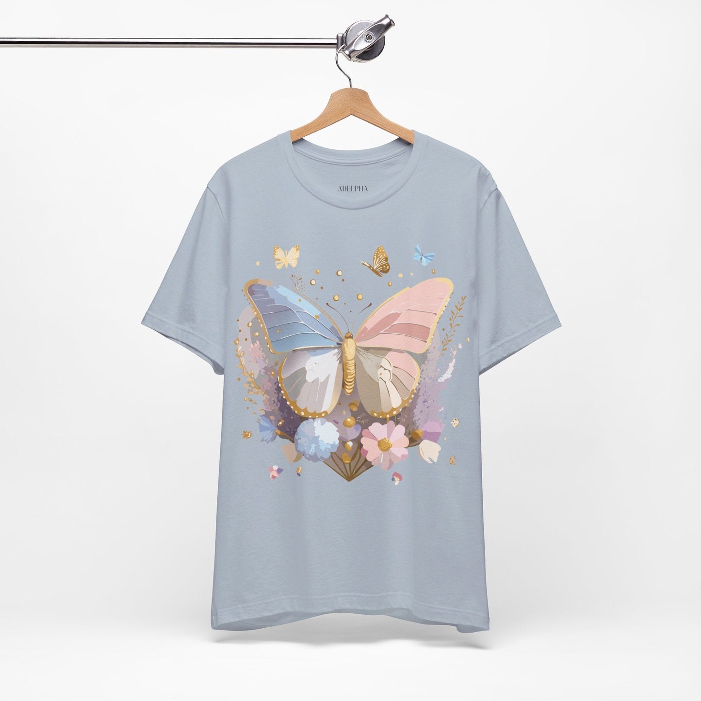 Butterfly Graphic Unisex 100 Cotton Lightweight Vintage Floral Design Jersey Tee 15