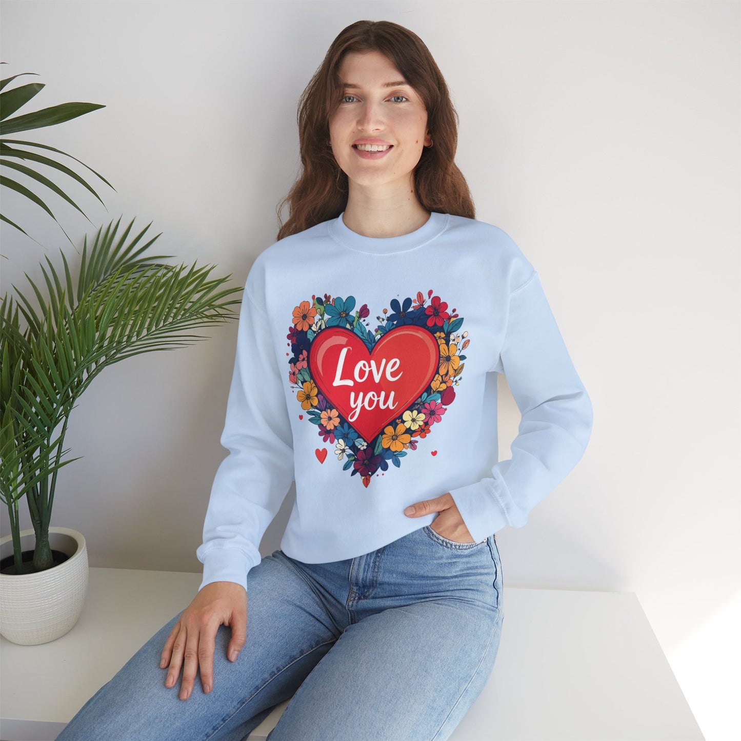 Big Heart Sweatshirt, Floral Heart Sweatshirt, Floral Love Sweatshirt, Valentine's Day Sweatshirt, Heart Floral Sweatshirt 107