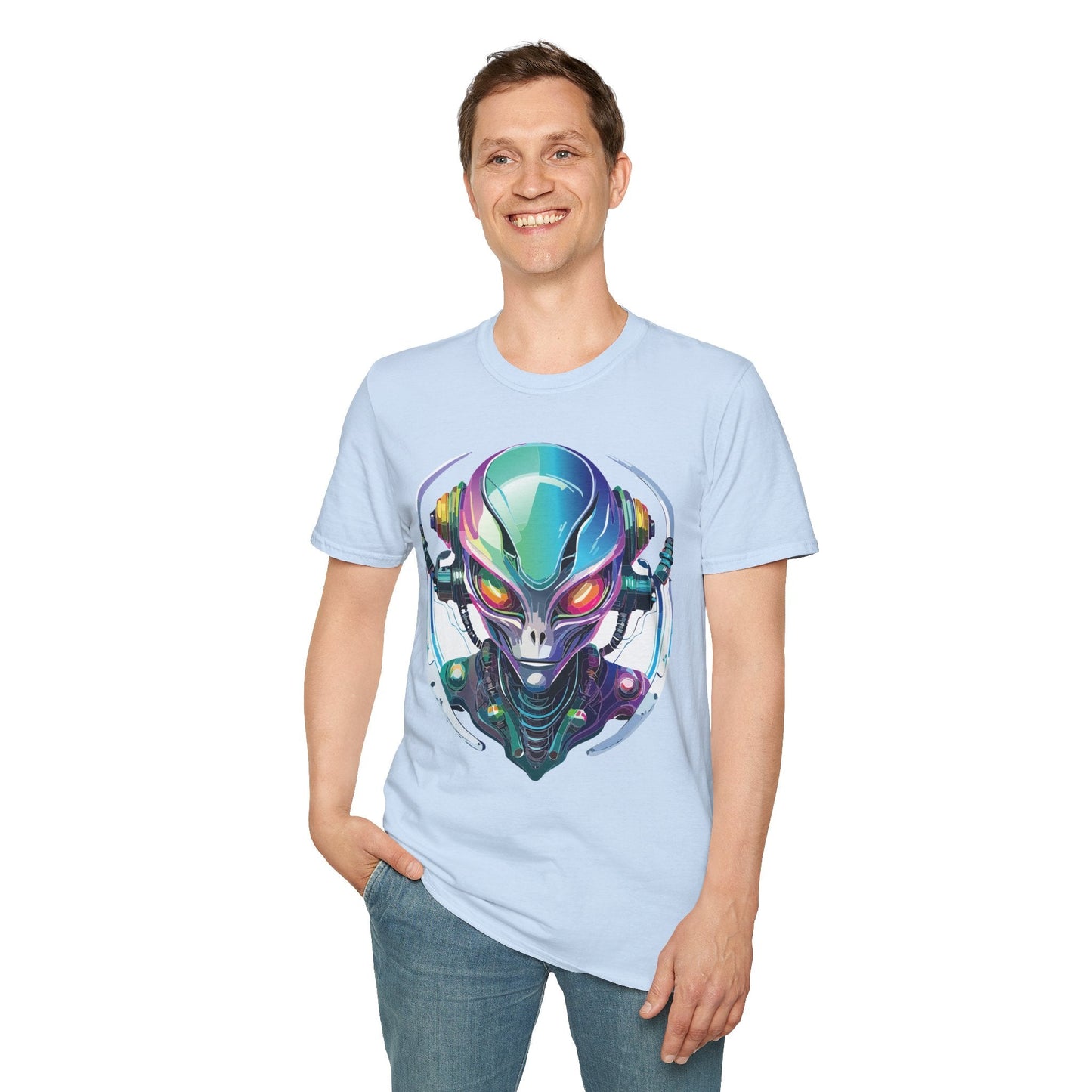 Alien Graphic Unisex Cotton Softstyle UFO Artwork Tee 3