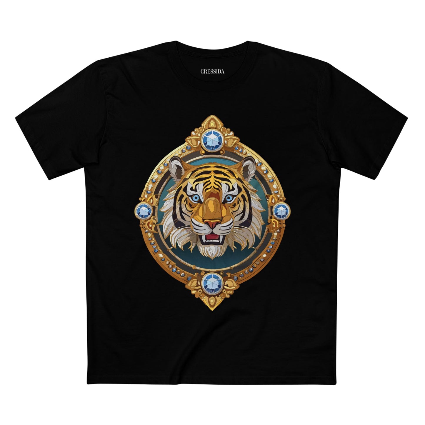 Tiger Graphic Unisex 100 Cotton Tee With Unique Animal Golden Medallion Art Design 6