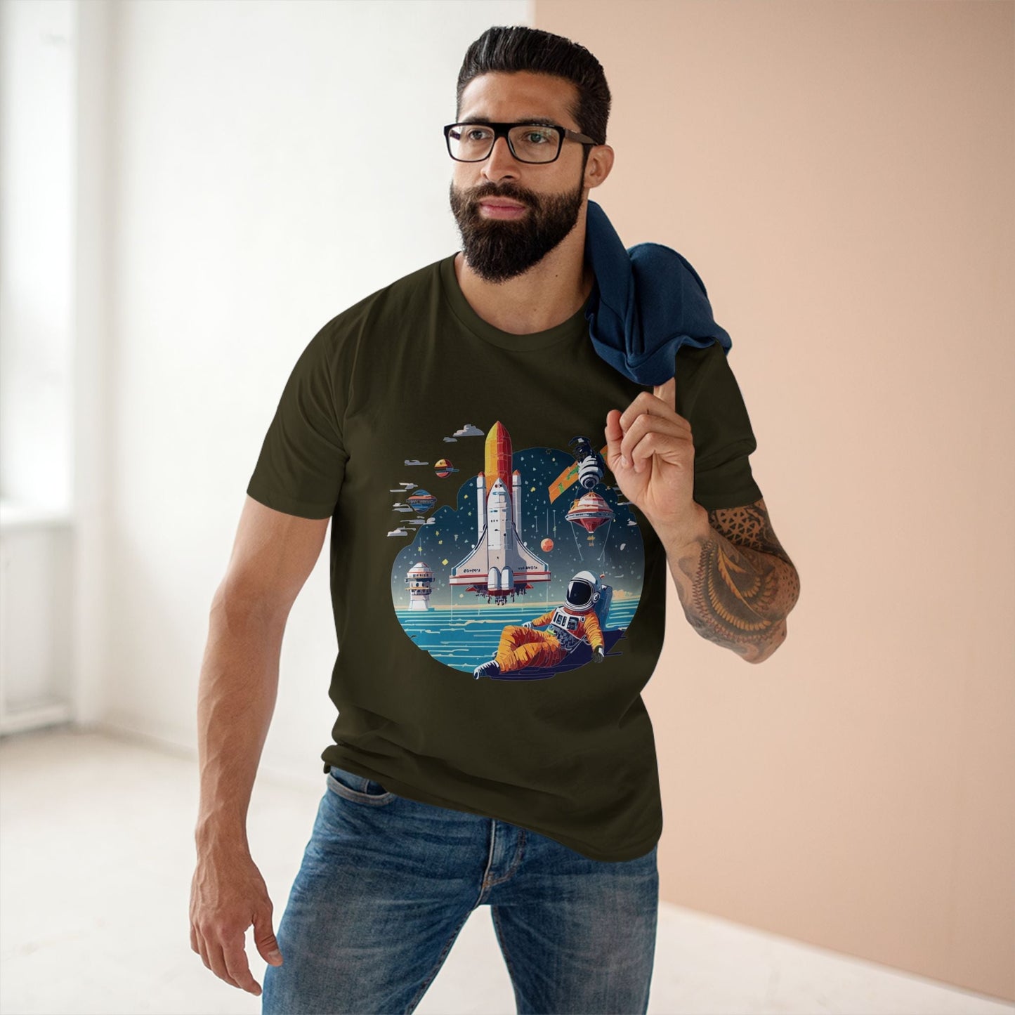 Cosmos Astronaut Shirt CS35 Unisex Premium Cotton Tee With Original Art Design Retro2Nova