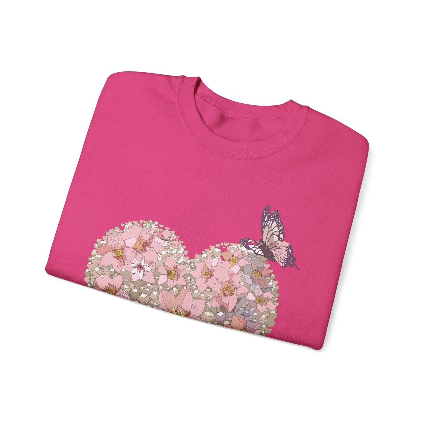 Unisex Floral Heart Sweatshirt Floral Love Valentines Day Gildan 18000 Heavy Blend Crewneck