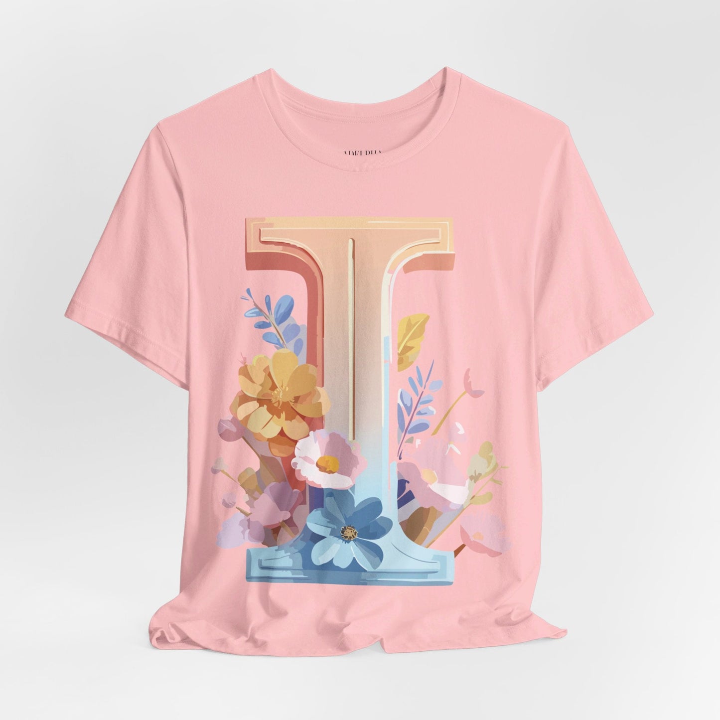 Vintage Inspired Letter I Shirt Unisex Graphic Tee Short Sleeve by Adelpha Premium
