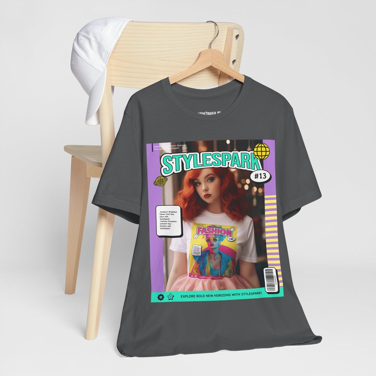 Magazine Cover Shirt Unisex Short Sleeve Tee Bold Vibrant Print Wearable Art
