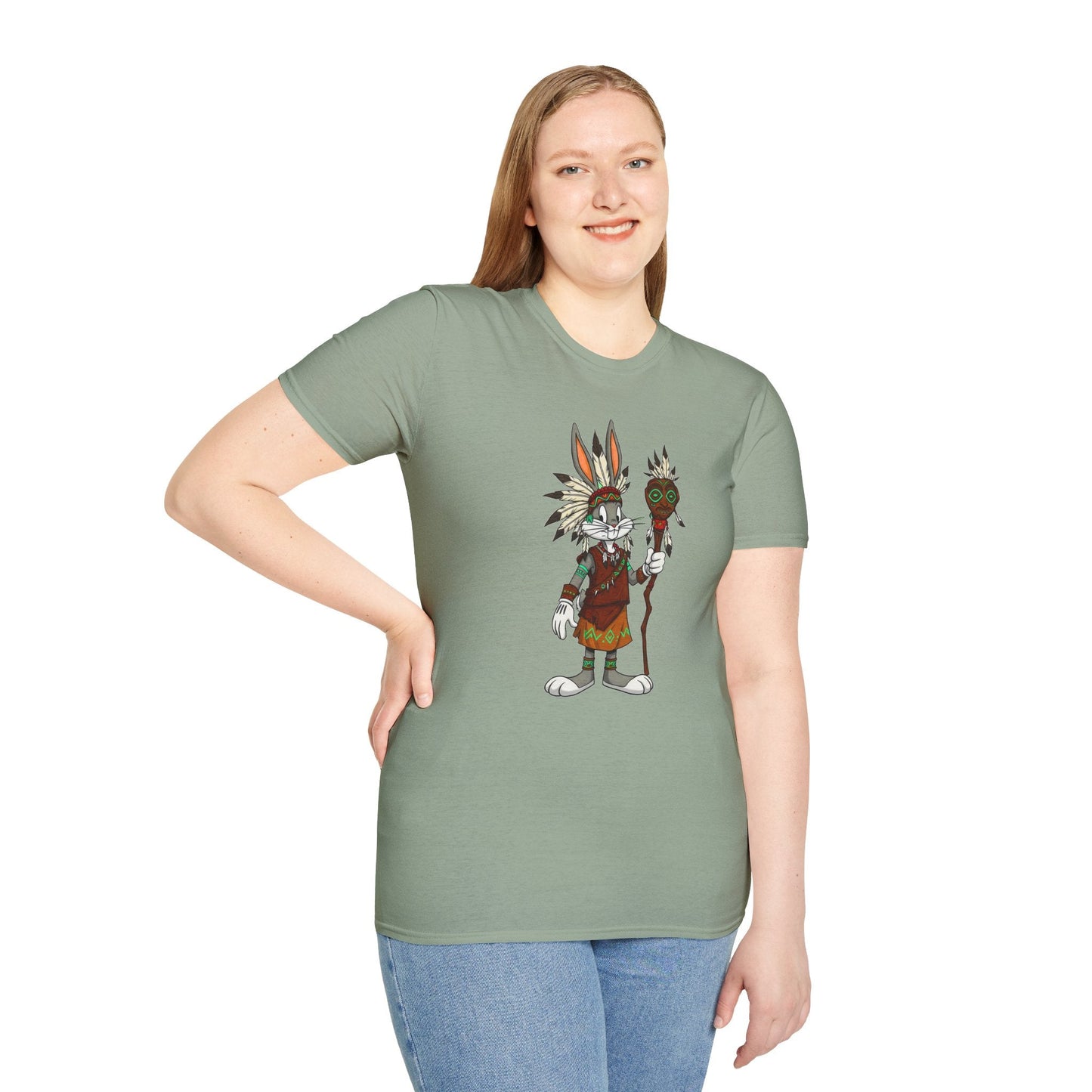 Cartoon Bunny Graphic Unisex Cotton Animal Animation Artwork Design Tee 44