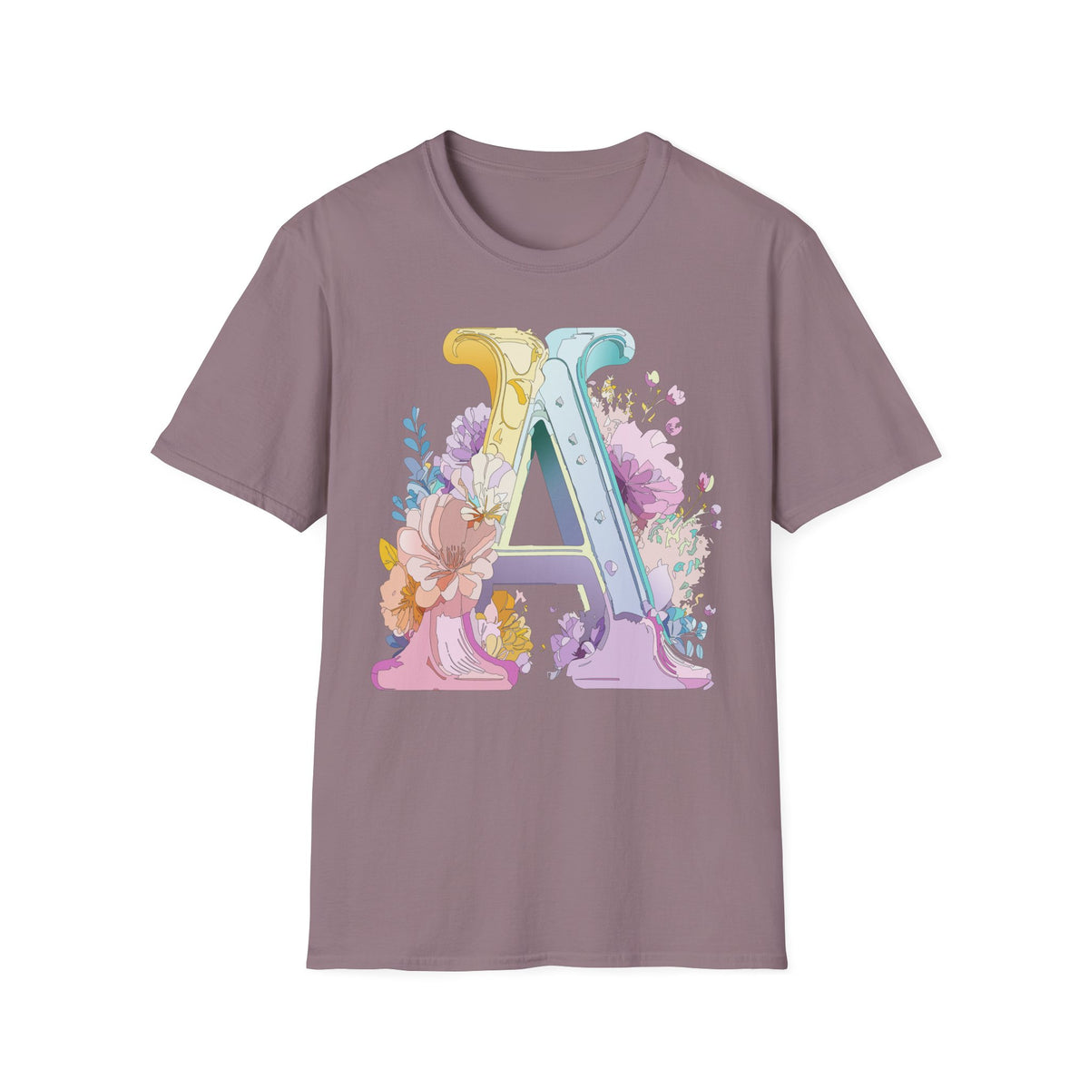 Floral Monogram A T-Shirt | Letter A Initial Tee, Botanical Alphabet Shirt