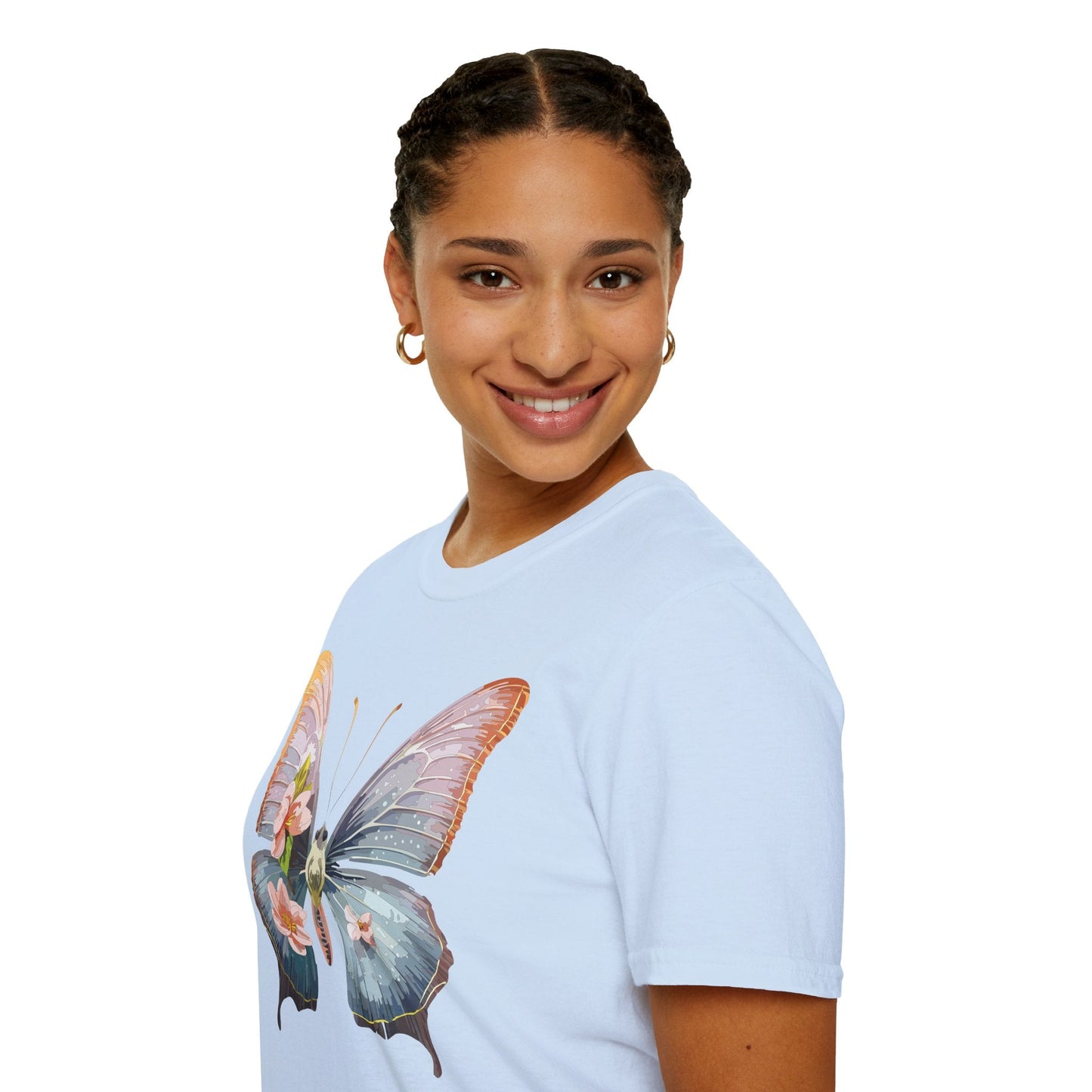 Butterfly Print T Shirt For Men Women Unisex Monarch Design Softstyle Cotton Tee