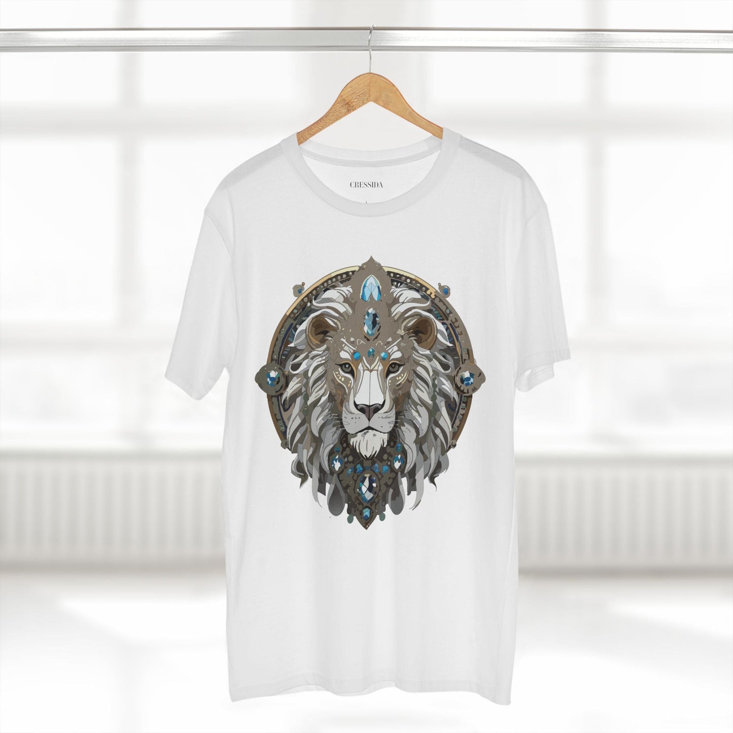 Lion Graphic Unisex 100 Cotton Tee With Unique Animal Golden Medallion Art Design 56