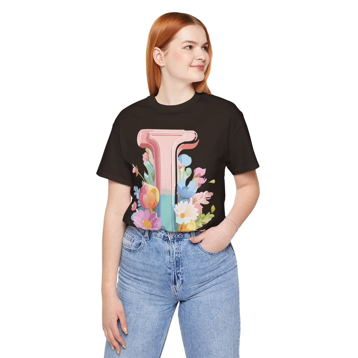 Letter I Graphic Unisex Cotton Bella+Canvas Tee with Art Letter Design