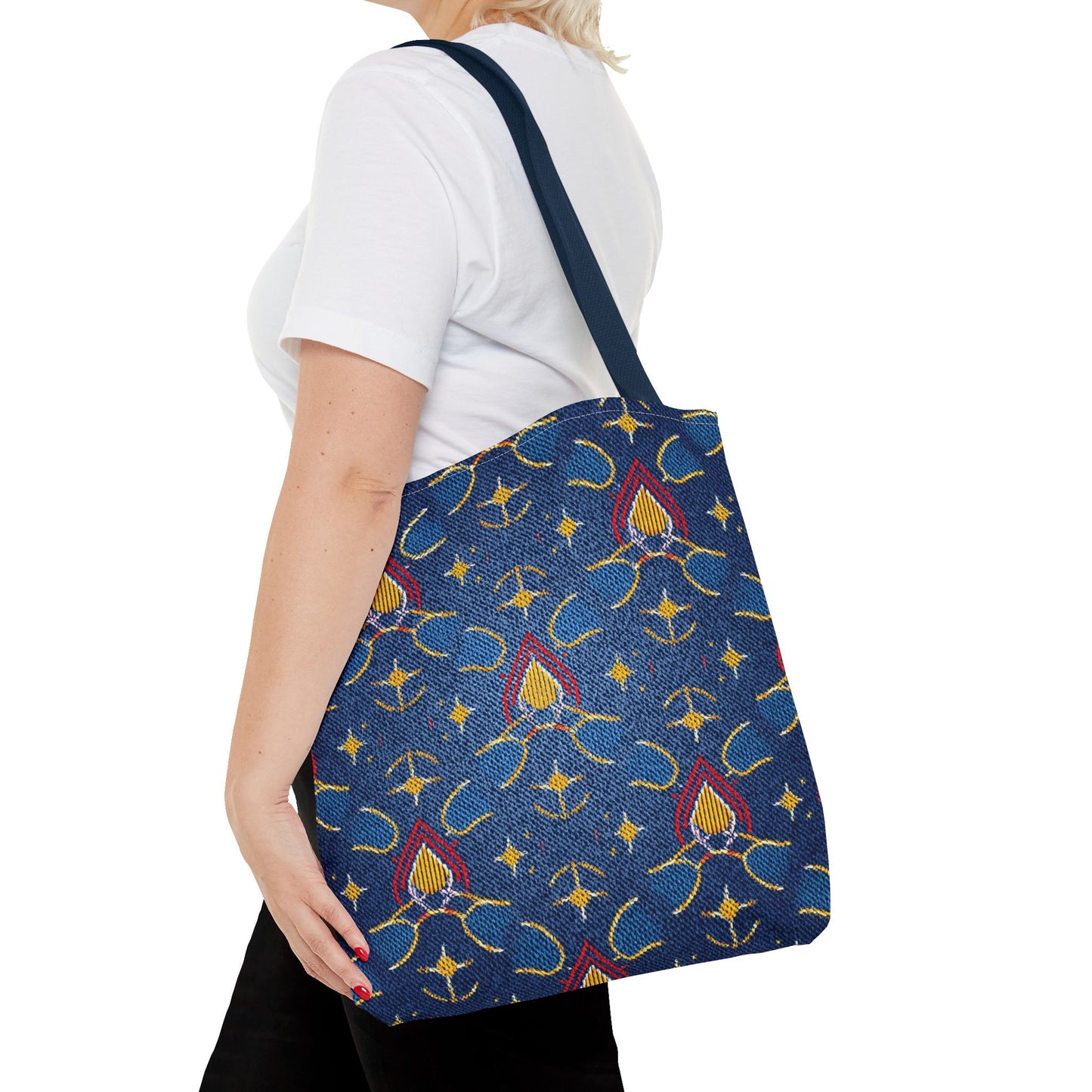 Diwali Graphic Denim Fabric Imitation Print Unisex Canvas Bag Poly Spun 3 Sizes Tote Bag 205-25