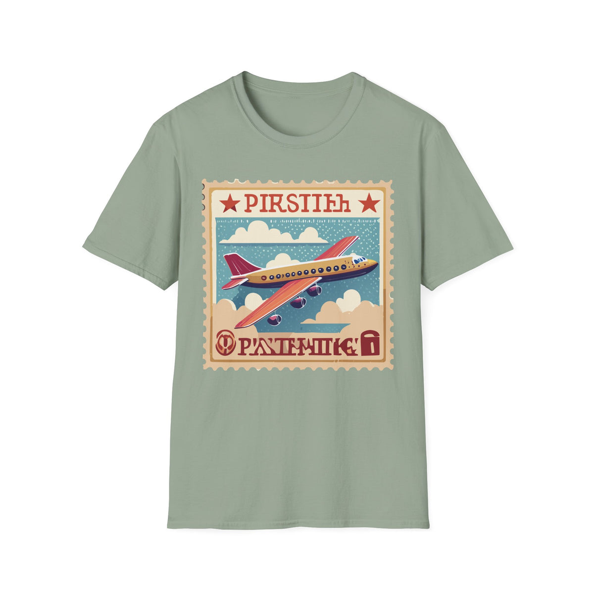 Vintage Airplane Stamp design T-Shirt | Retro Travel Plane Graphic Tee