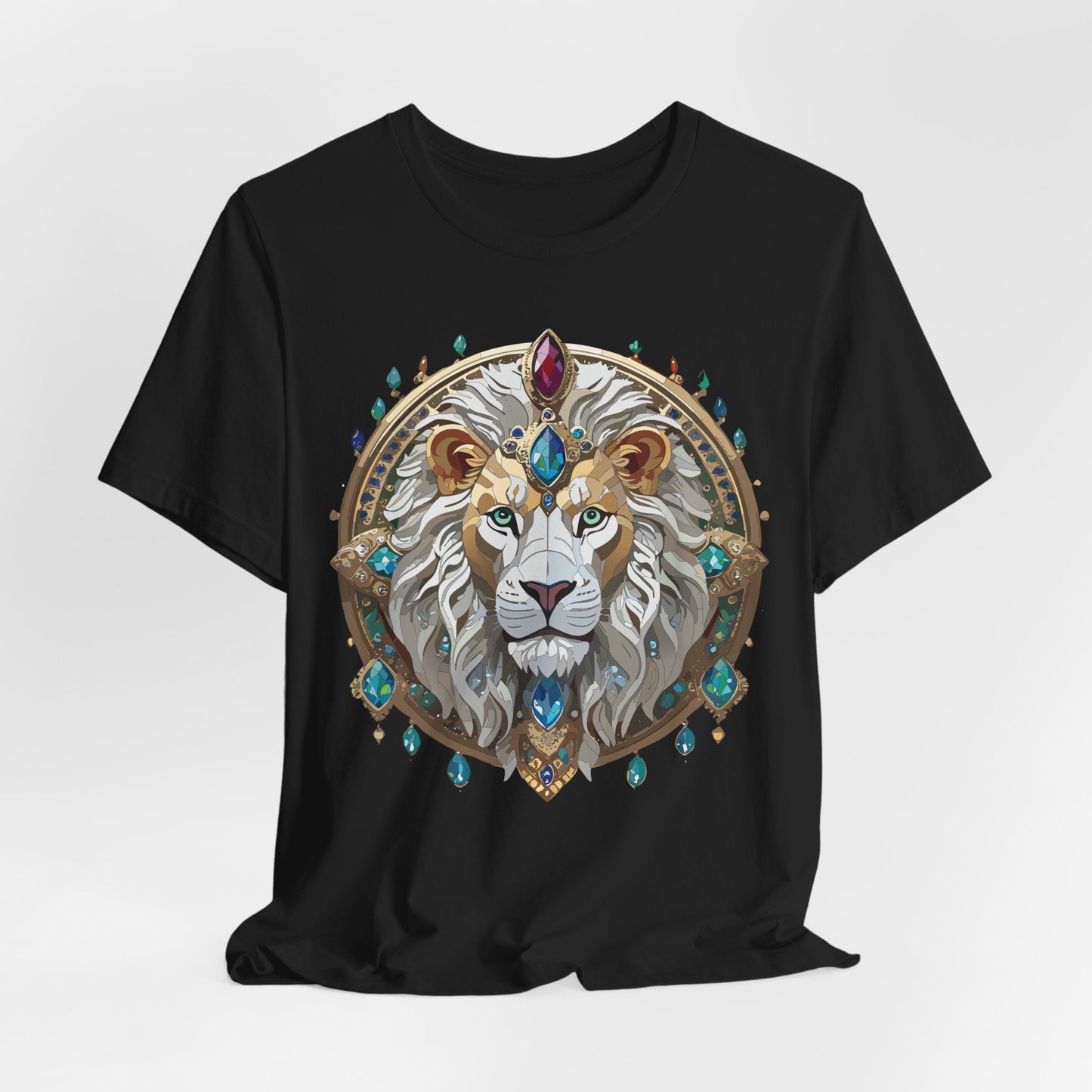 Unisex Lion Graphic Tee, Animal Shirt, Tee Shirt with Lion, Medallion T-Shirt, Animal Medallion Tees