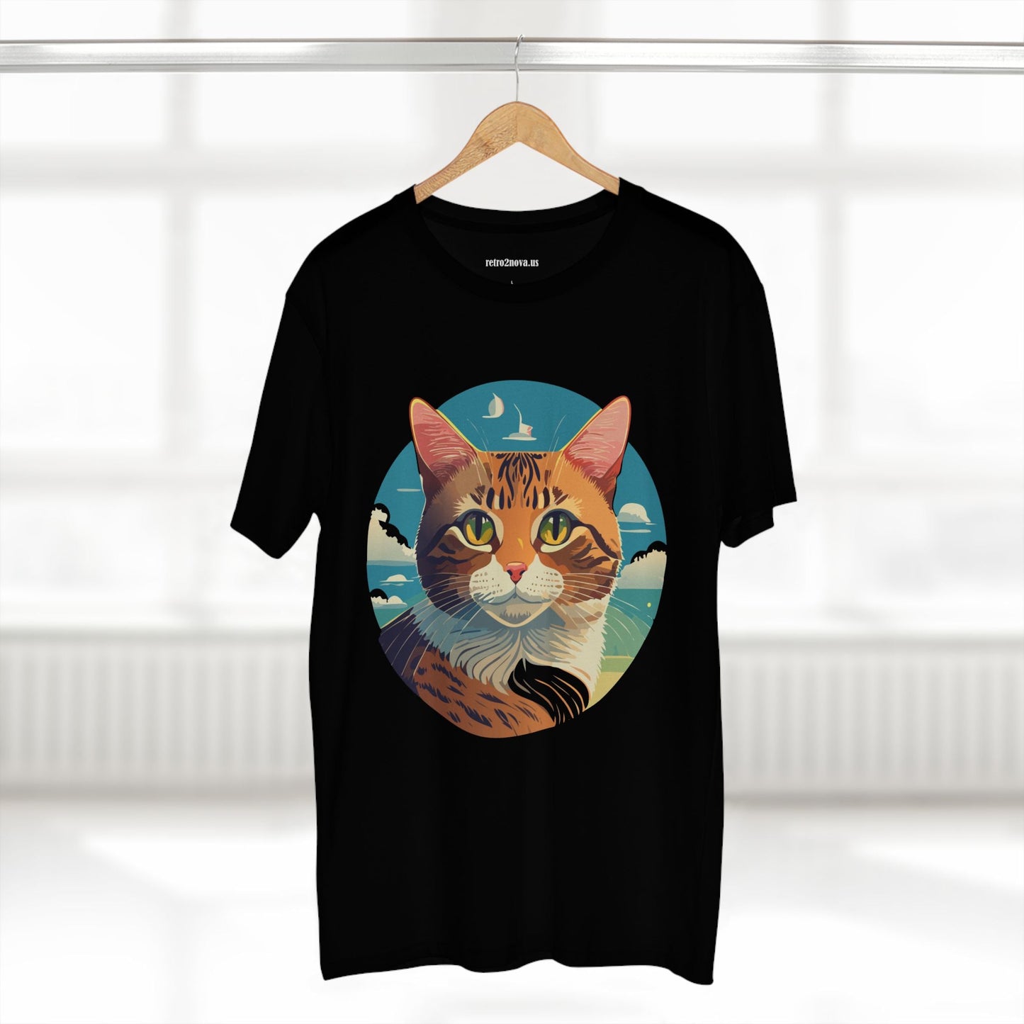 Unisex Premium Cotton Staple Tee With Original Cat Art Design Featuring Retro2Nova Logo And Everyday Comfort