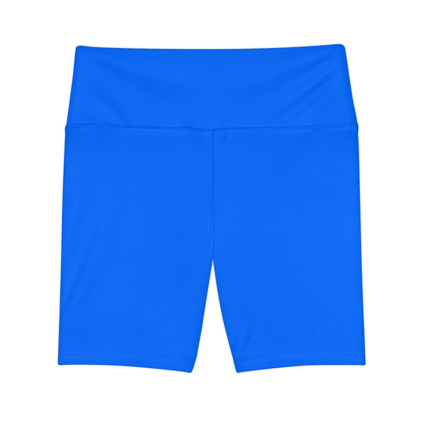 Digital Blue Women's Workout Shorts — Solid High-Waist Biker Shorts for Exercise & Everyday Wear