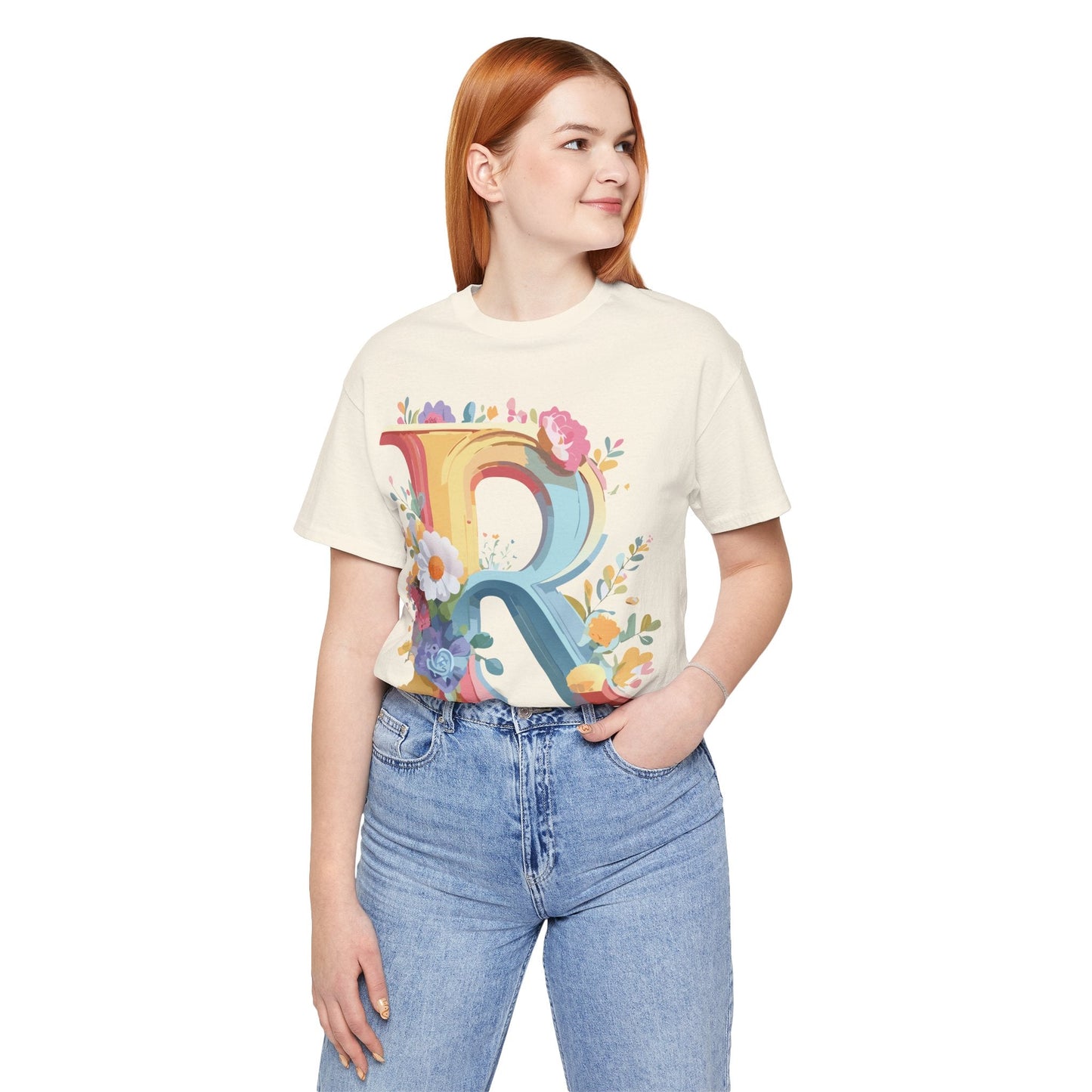 Adelpha Letter R Graphic Tee Unisex Short Sleeve Vintage Style Art Design Artwork Premium Fit