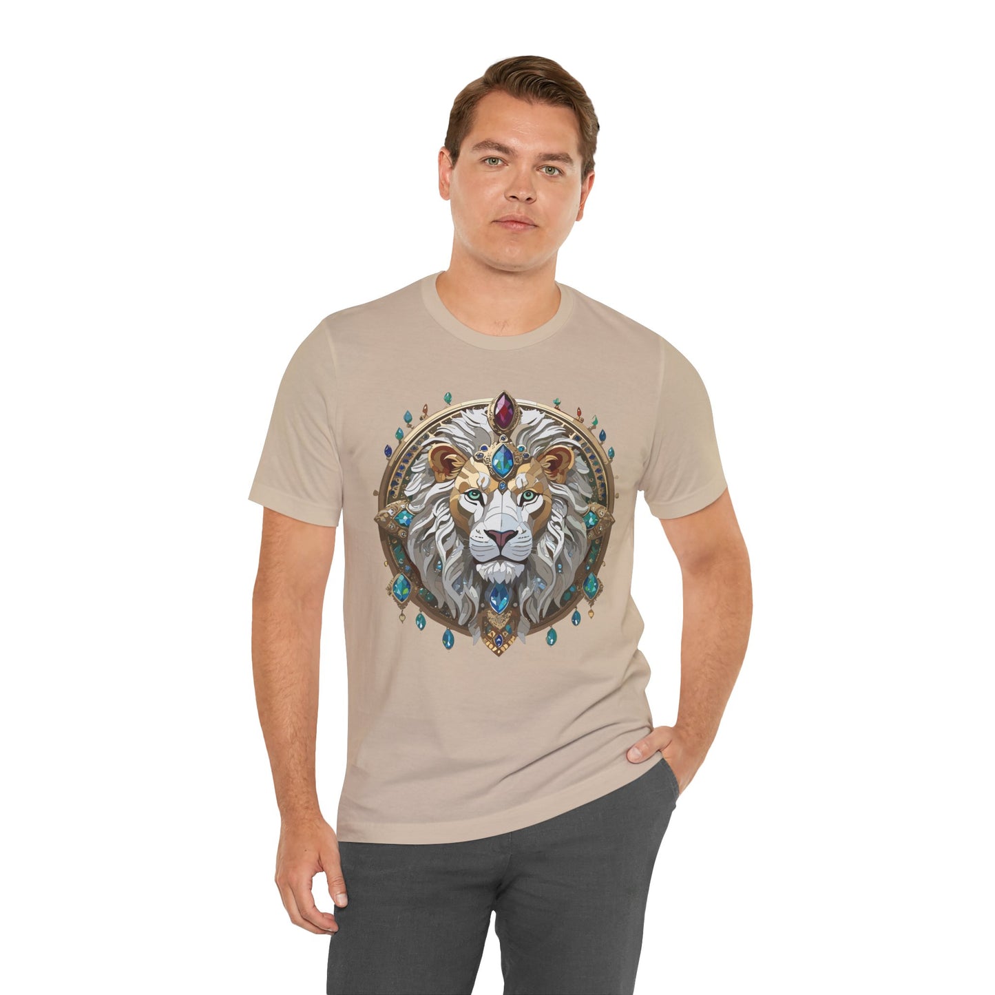 Unisex Lion Graphic Tee, Animal Shirt, Tee Shirt with Lion, Medallion T-Shirt, Animal Medallion Tees
