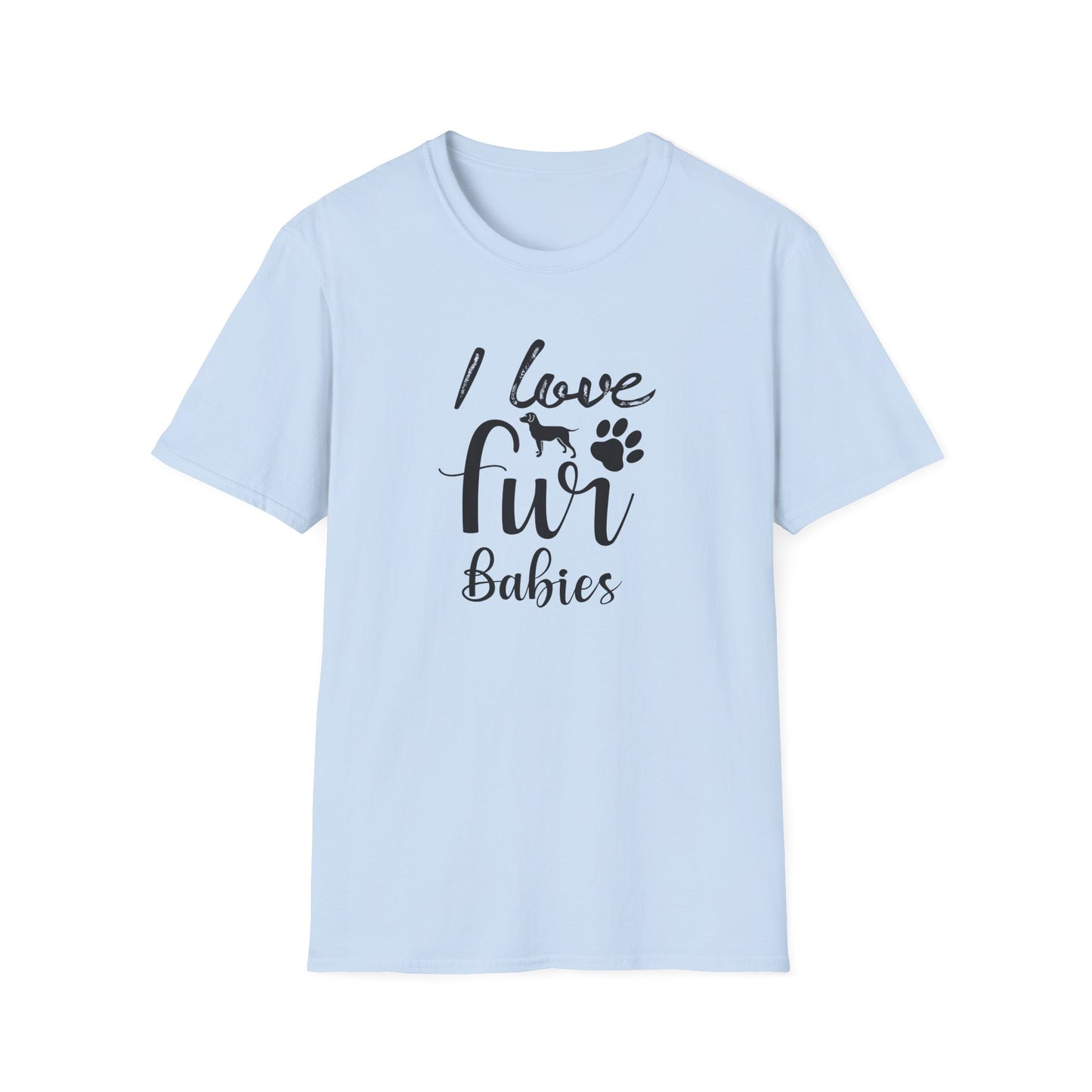 I Love Fur T-Shirt Dog & Cat Paw Graphic Tee for Pet Lovers Unisex Cotton T-Shirt Gildan Softstyle 64000 Tee