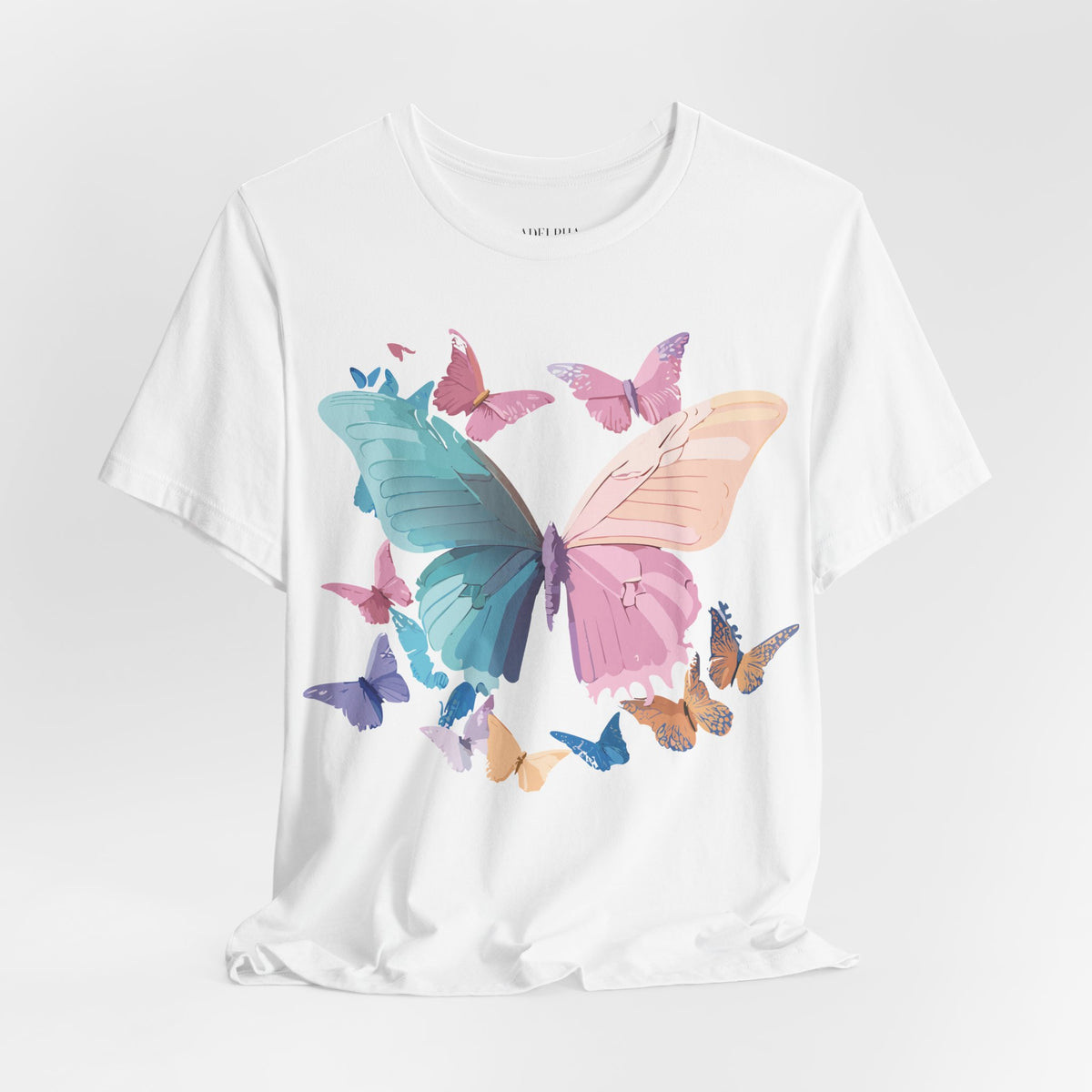 Butterfly Graphic Unisex Cotton Bella+Canvas Tee with Floral Art Design m03
