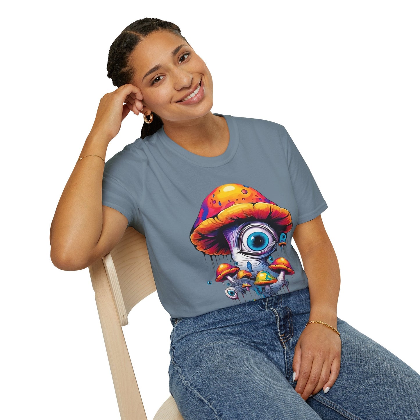 Funny Mashroom Graphic Unisex Softstyle Cotton With Cartoon Illustration Design 23