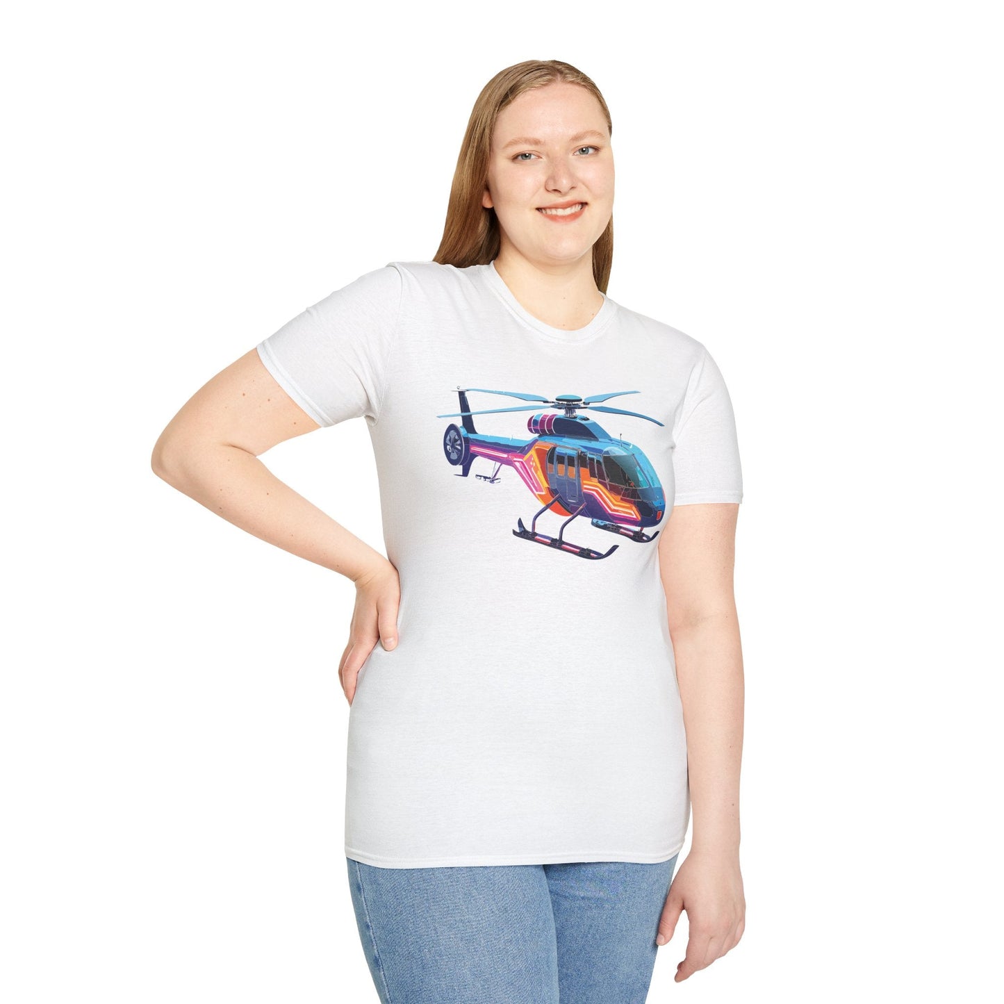 Chopper Helicopter T Shirt Unisex Softstyle 100 Percent Ring Spun Cotton Premium Tee