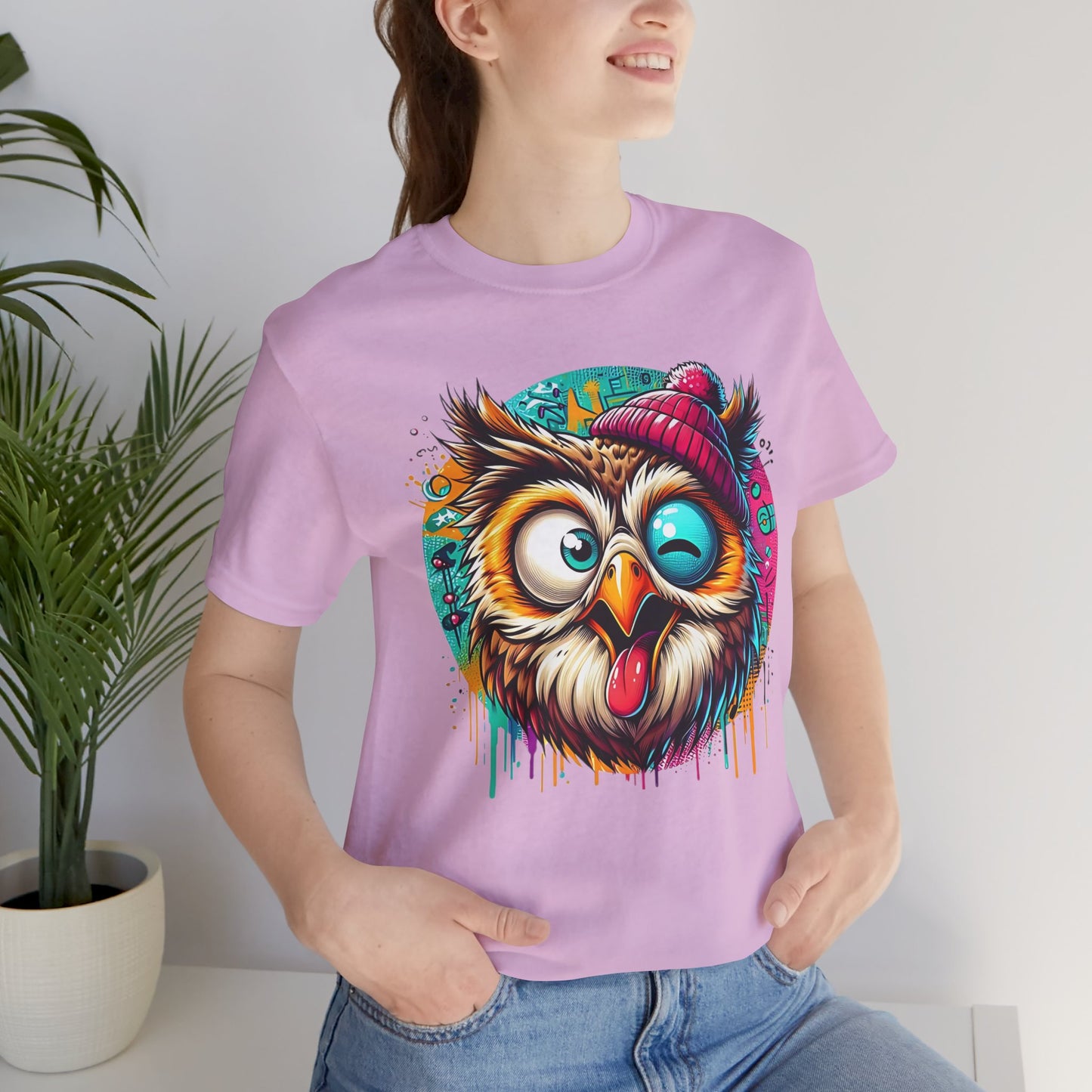Colorful Owl Graphic Tee, Fun Owl Shirt, Funny Bird Shirt, Cute Cartoon Tees, Animal T-Shirt, Animal Tees, Art Design T-Shirt