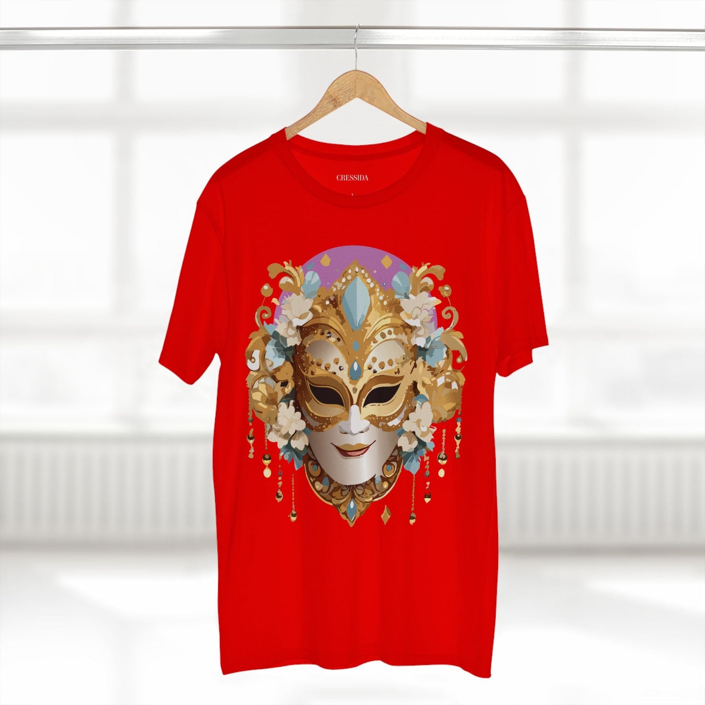 Carnival Mask Graphic T-Shirt Unisex 100 Cotton With Antique Gold Art Design Tee 4