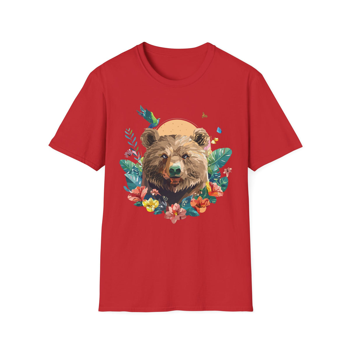 Watercolor Bear Sunflower T-Shirt | Floral Forest Wildlife Tee