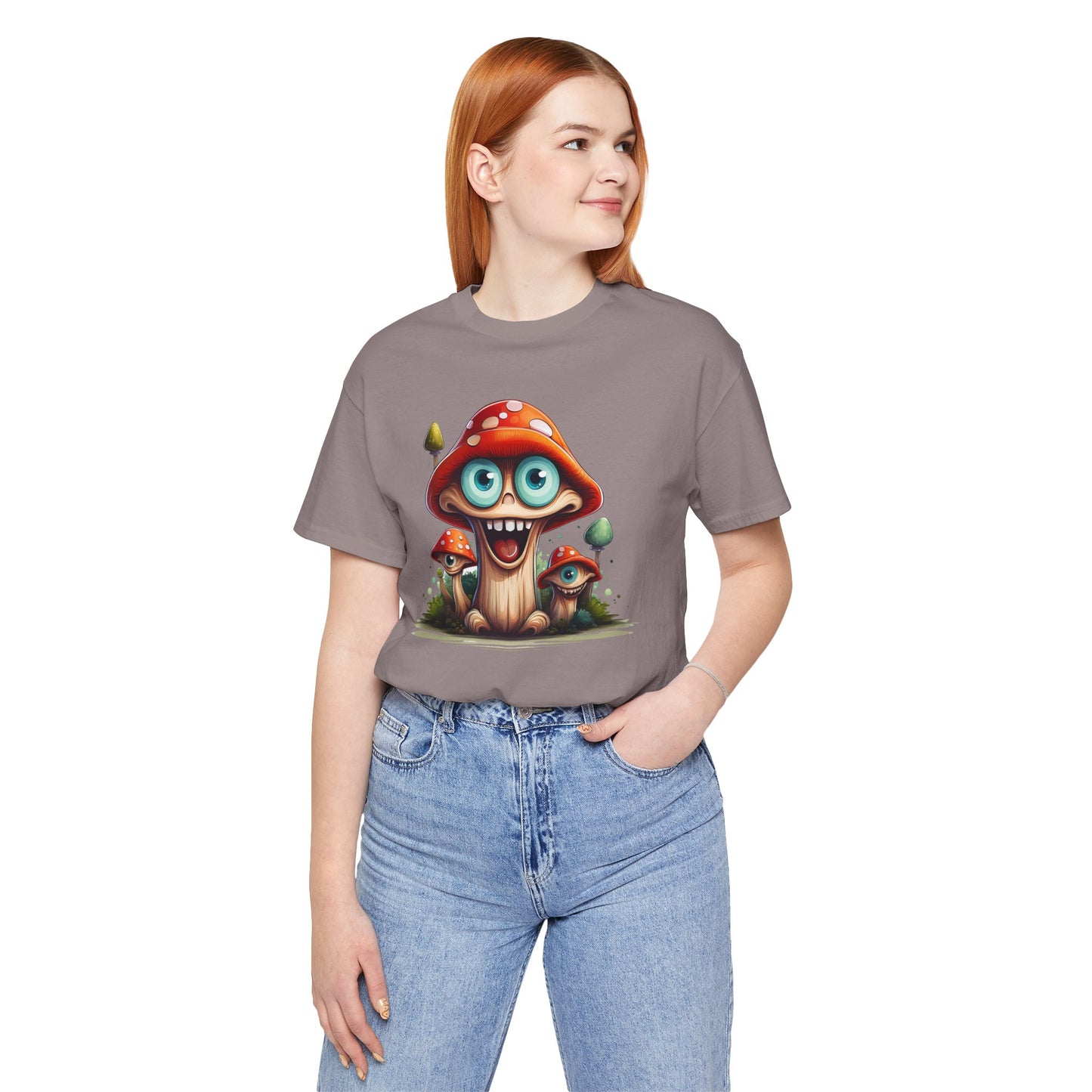 Cute Mushroom Graphic Tee, Fun Cartoon Shirt, Funny Mushroom Shirt, Cute Cartoon Tees, Graphic T-Shirt, Art Design T-Shirt