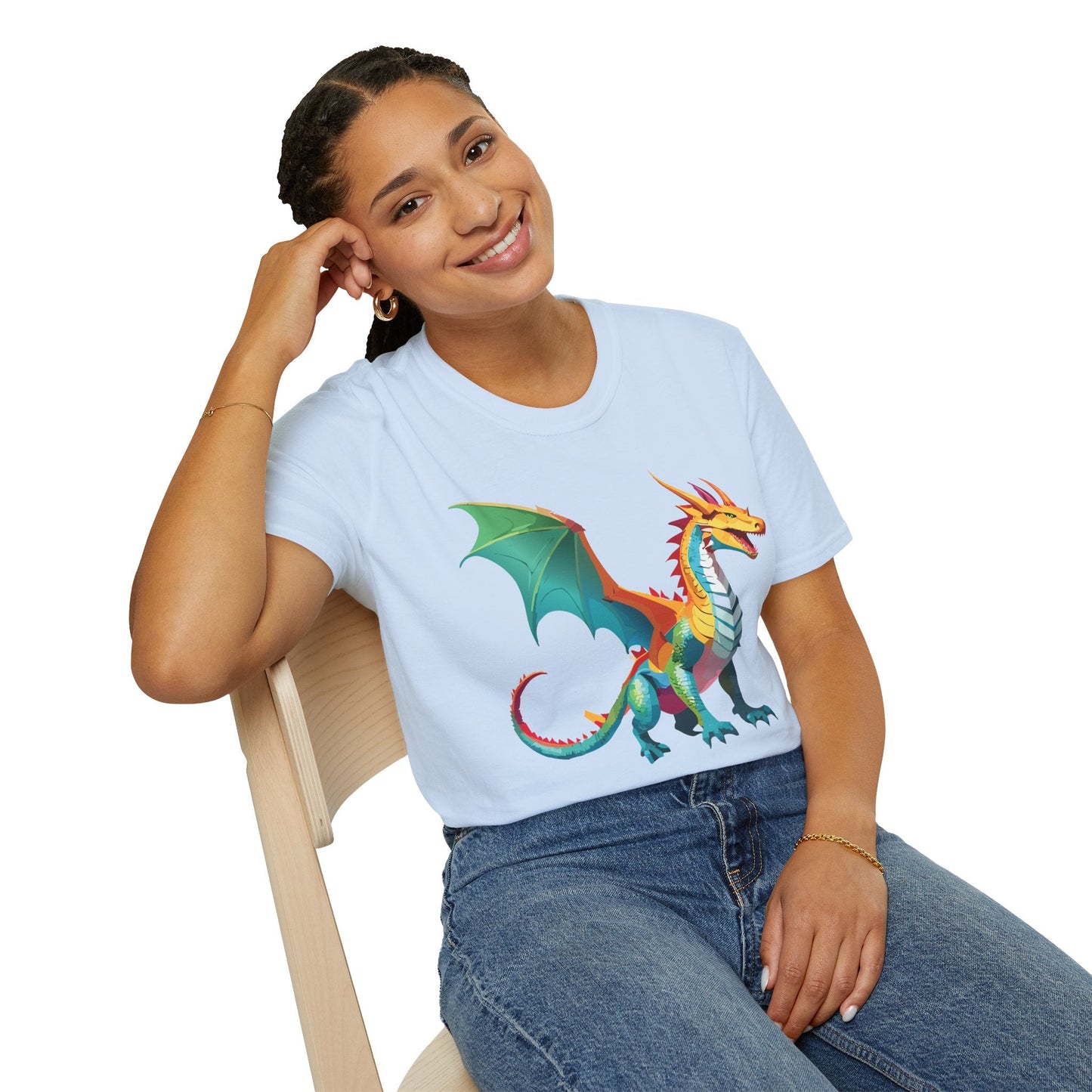 Dragon T Shirt Unisex Animal Design Tee Softstyle Gildan 64000 100 Percent Ring Spun Cotton