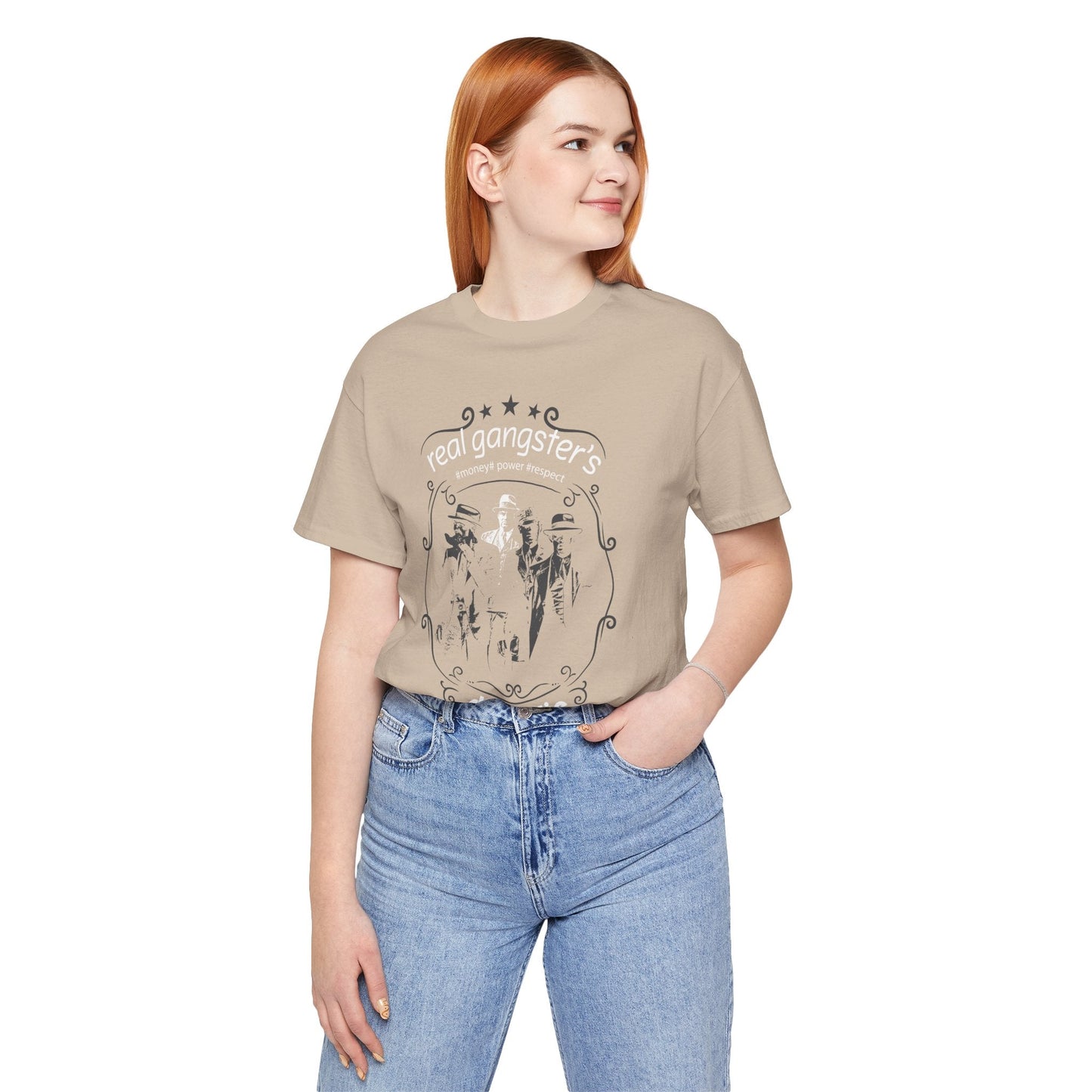 Real Gangsters Don't Die T-Shirt Vintage Outlaw Illustration Retro Biker Tee A-3