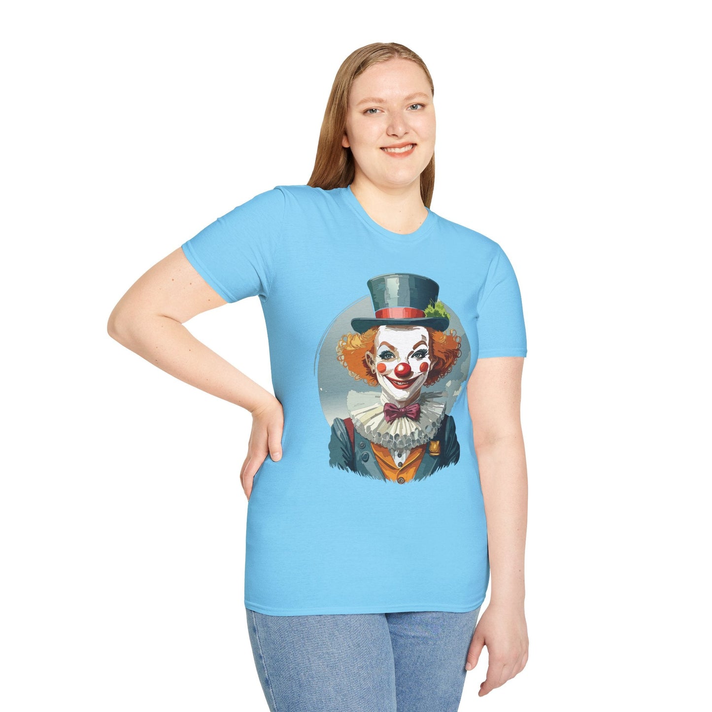 Unisex Clown Shirt Funny Man Circus Design Hundred Percent Ring Spun Cotton Gildan Softstyle Tee